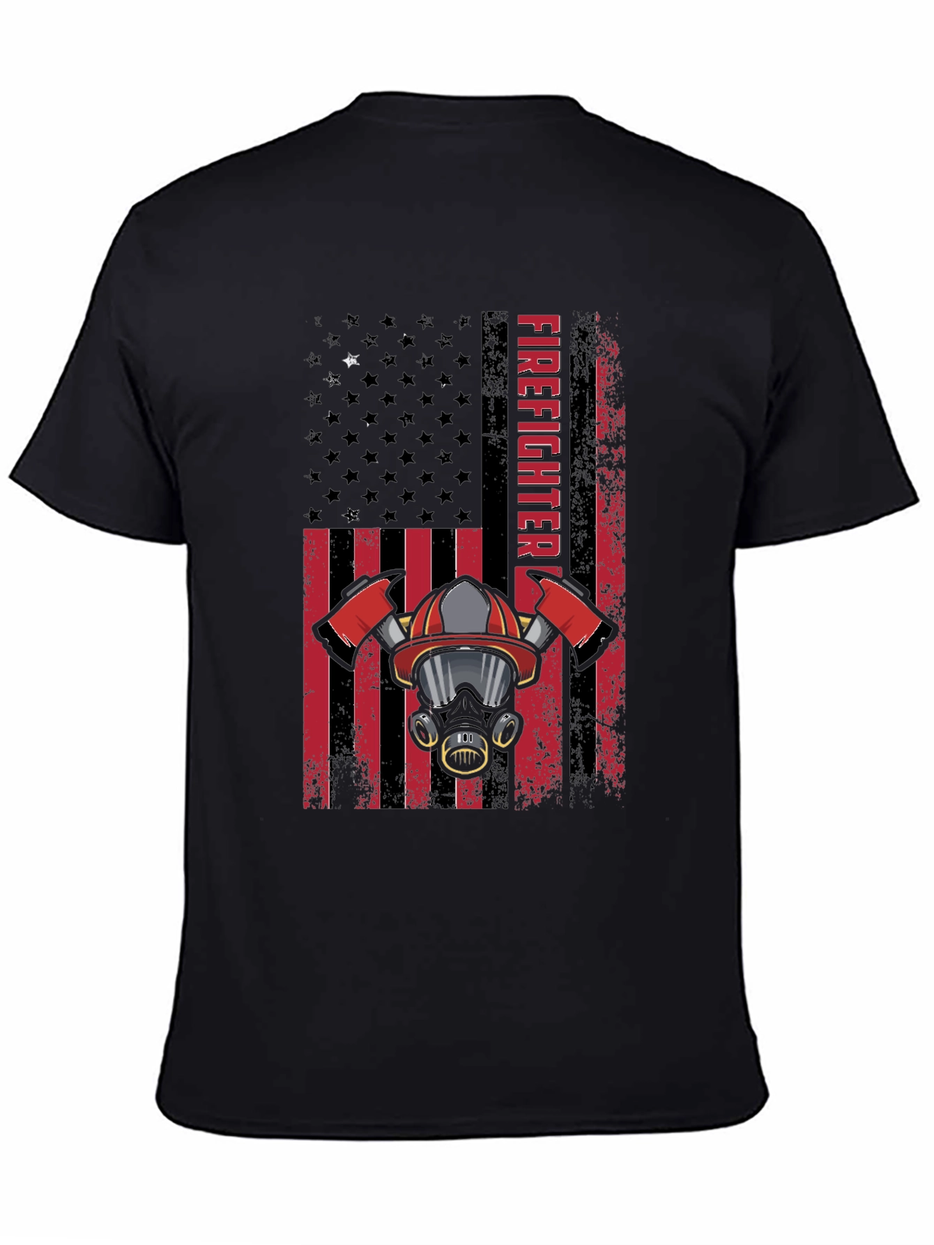 Firefighter American Flag Graphic Tee - Black