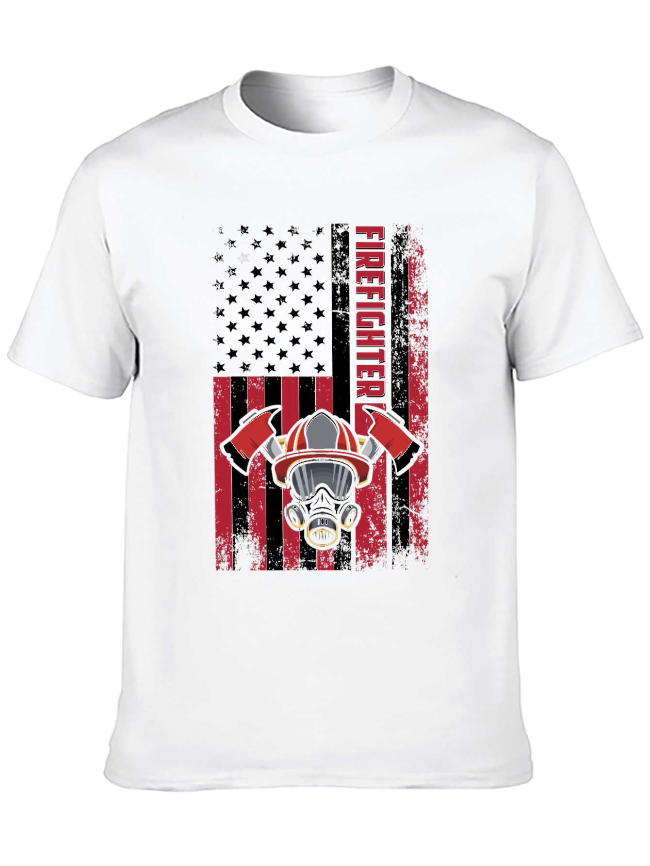 Firefighter American Flag Graphic Tee - Black