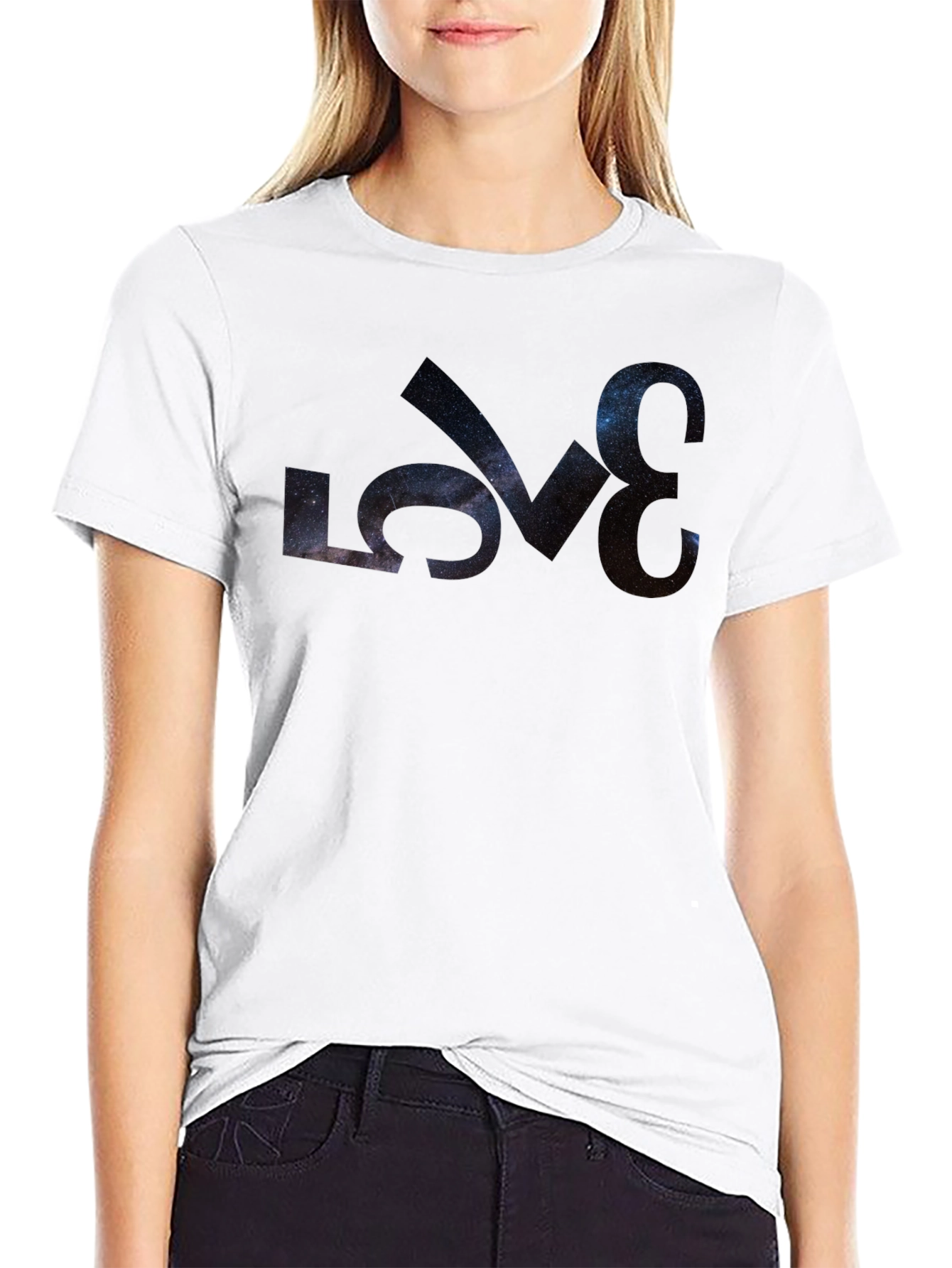Galaxy LOVE Graphic Black T-Shirt