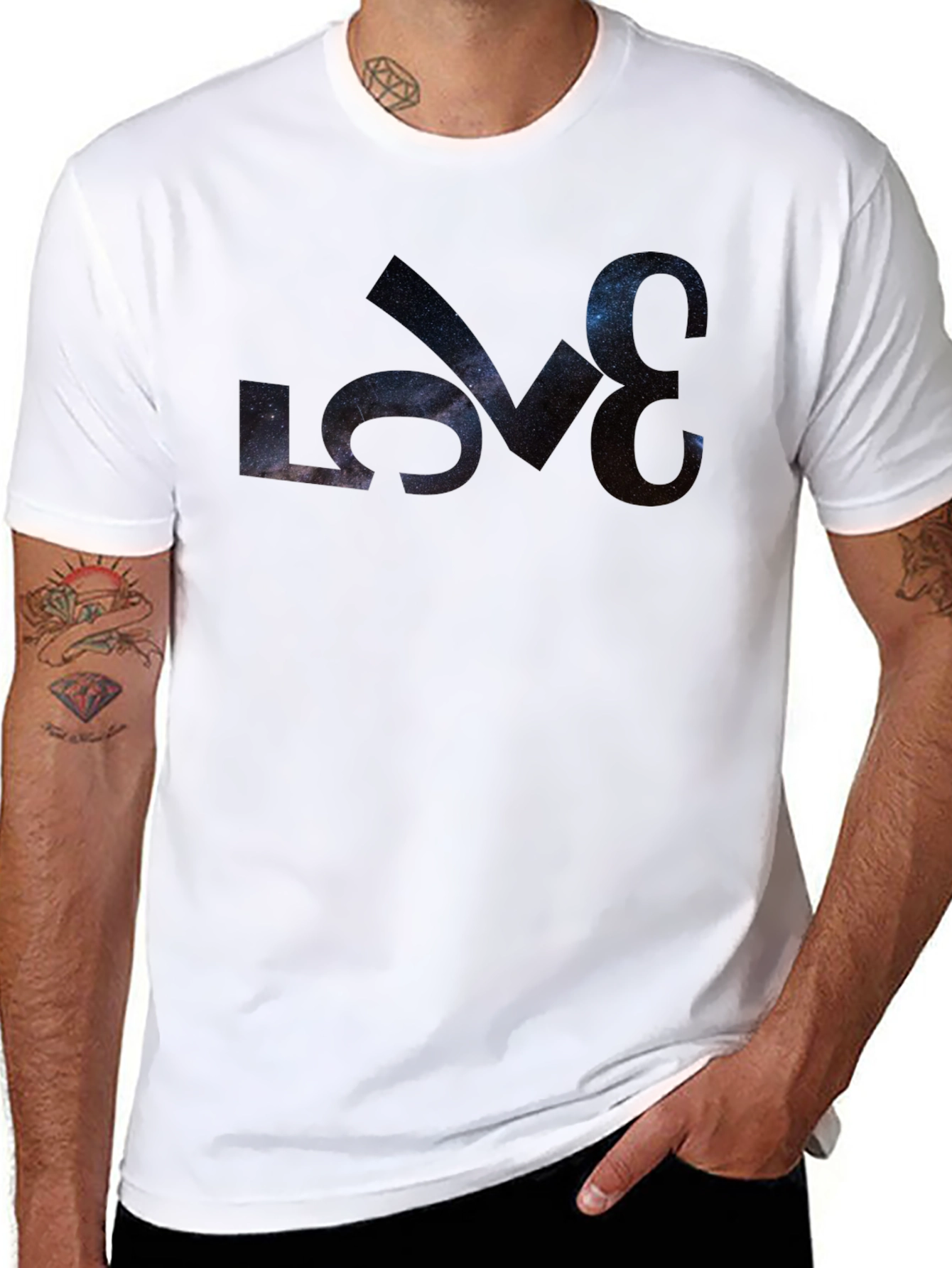 Galaxy LOVE Graphic Black T-Shirt