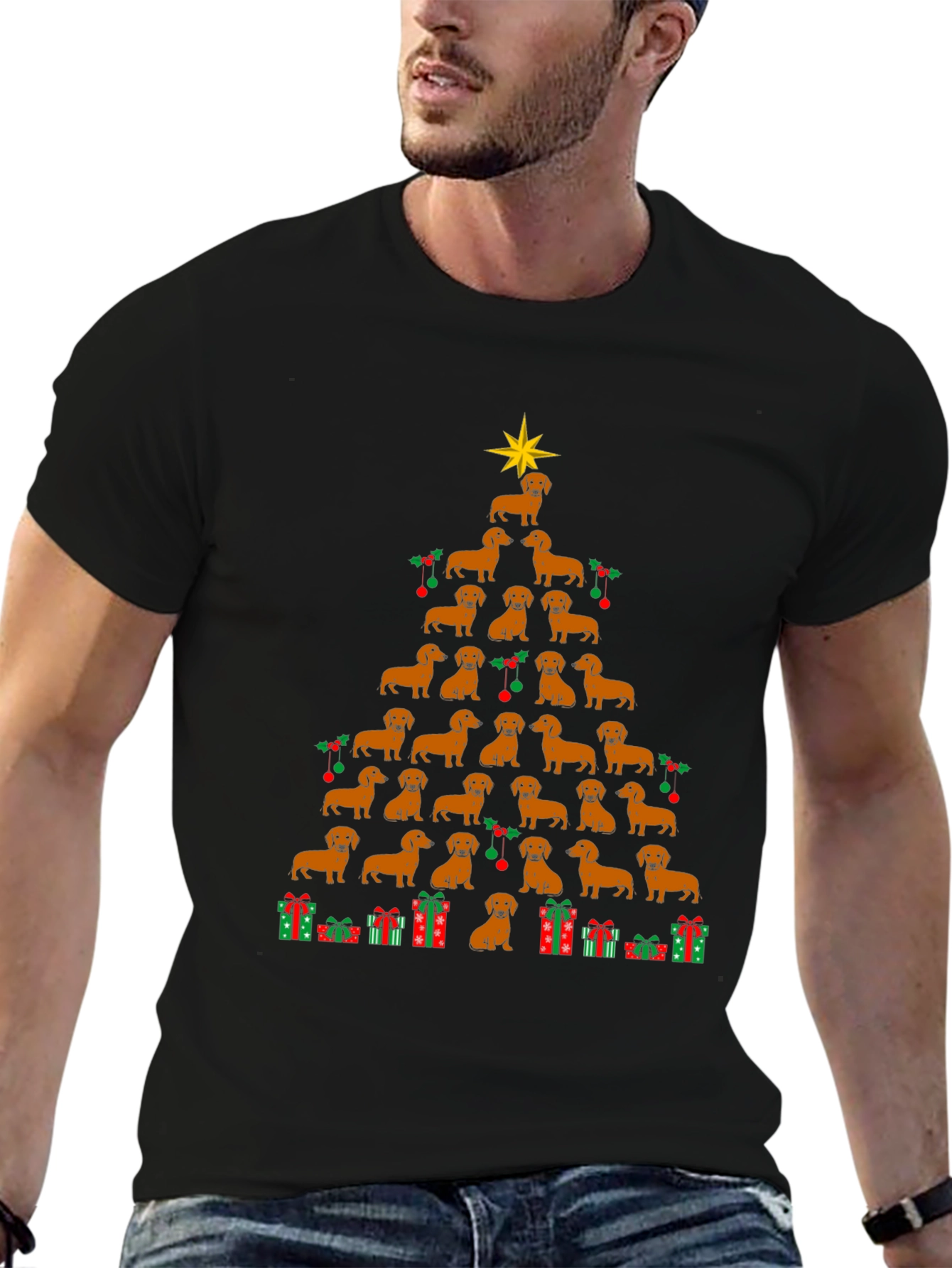 Dachshund Christmas Tree T-Shirt - Holiday Dog Tee