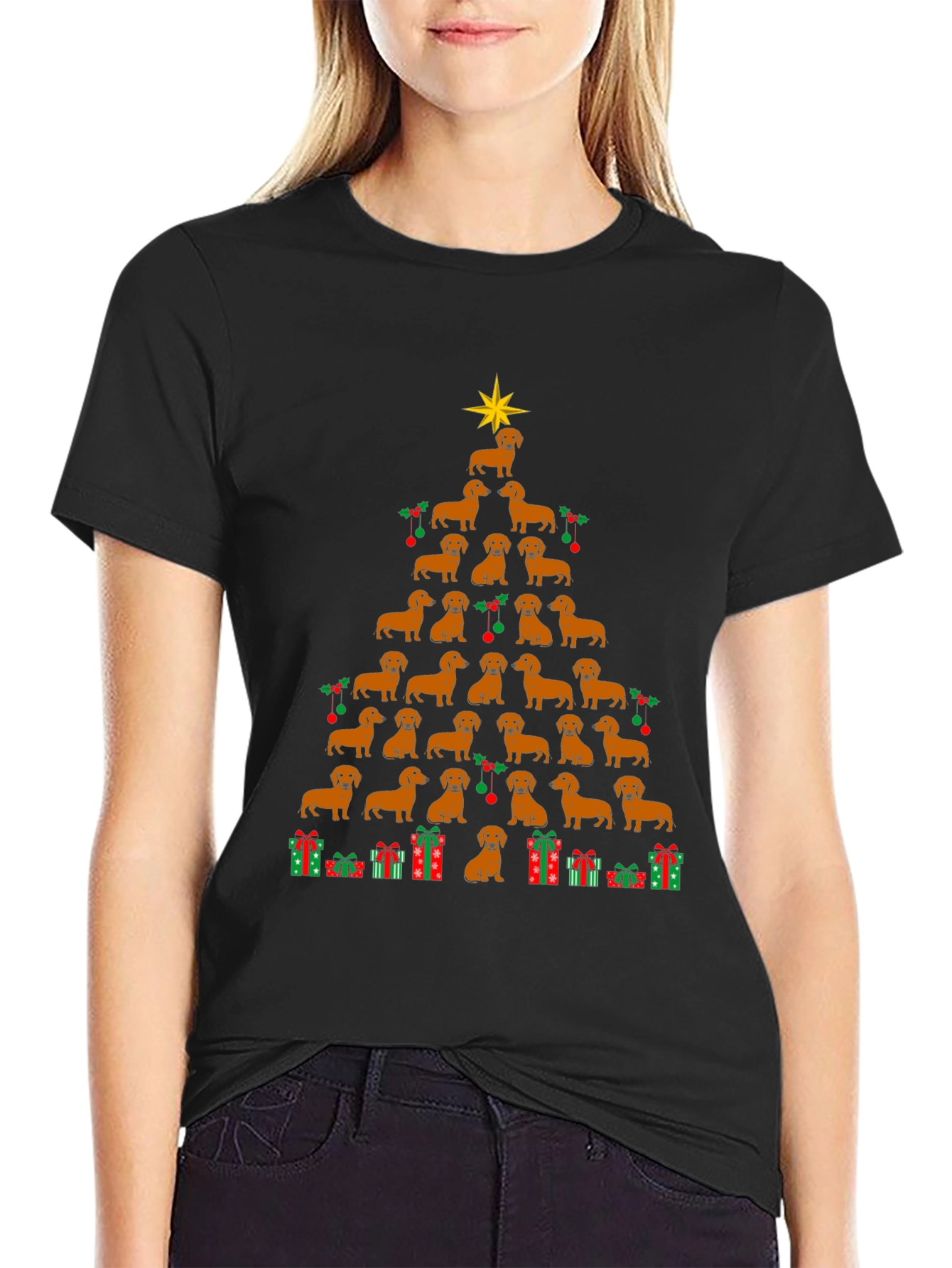 Dachshund Christmas Tree T-Shirt - Holiday Dog Tee