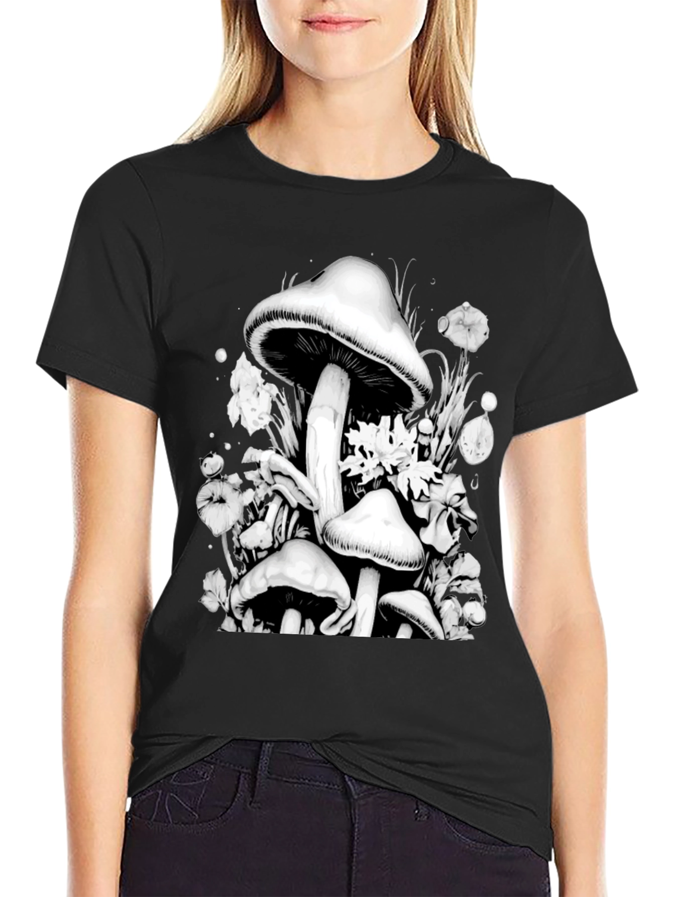 Mushroom Graphic Black T-Shirt