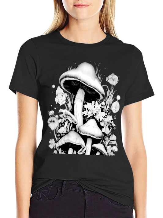 Mushroom Graphic Black T-Shirt