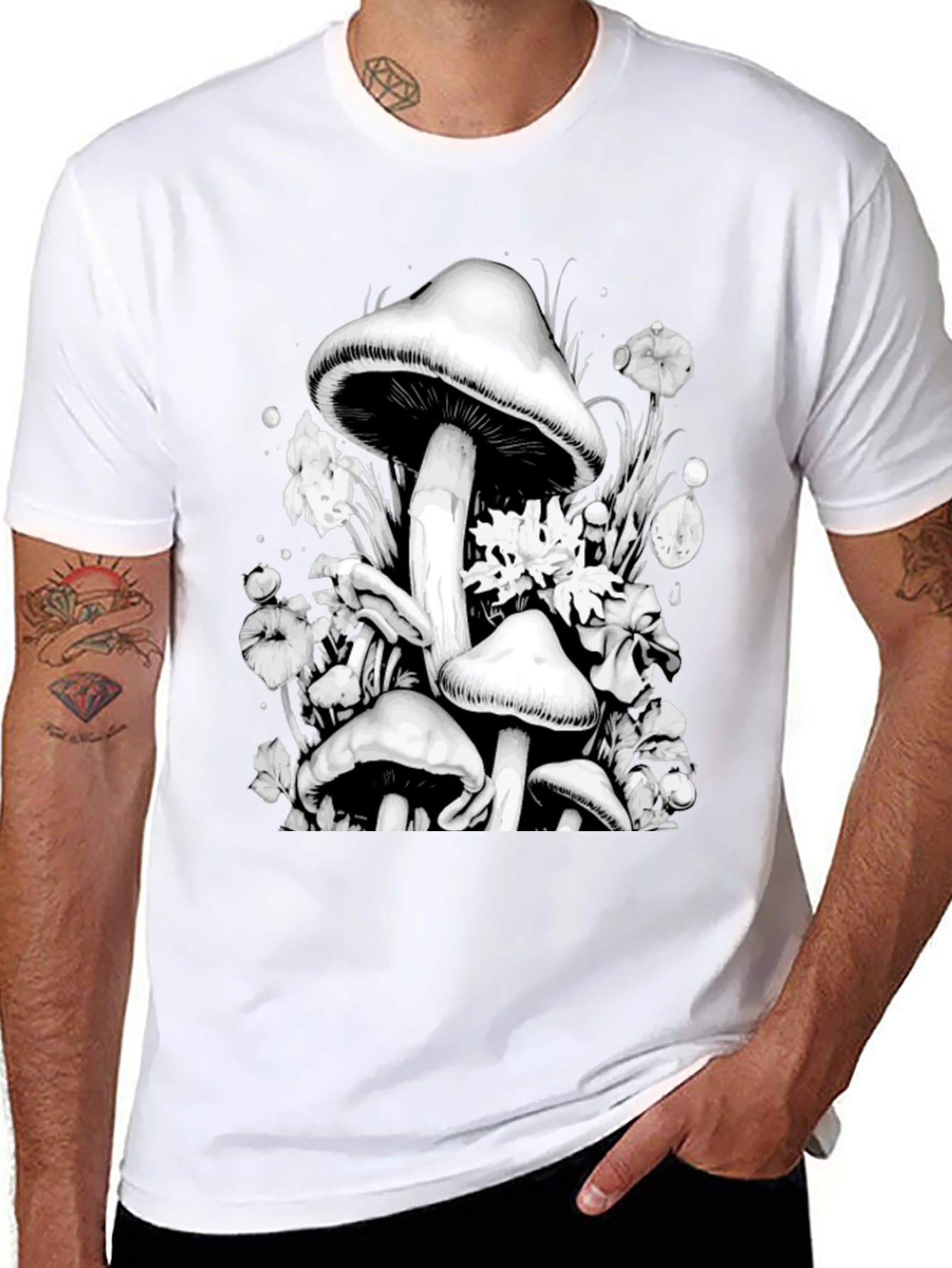 Mushroom Graphic Black T-Shirt