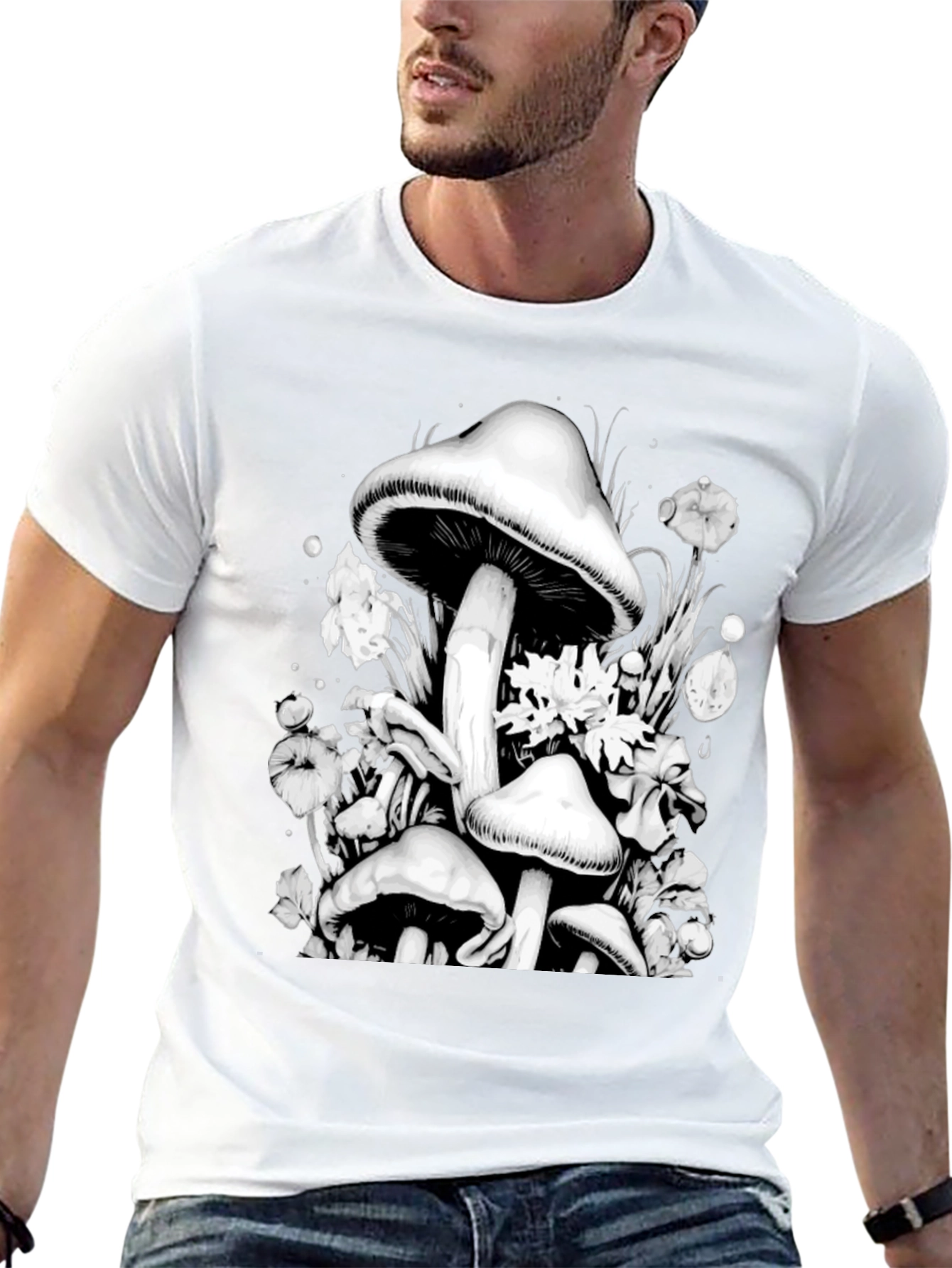 Mushroom Graphic Black T-Shirt
