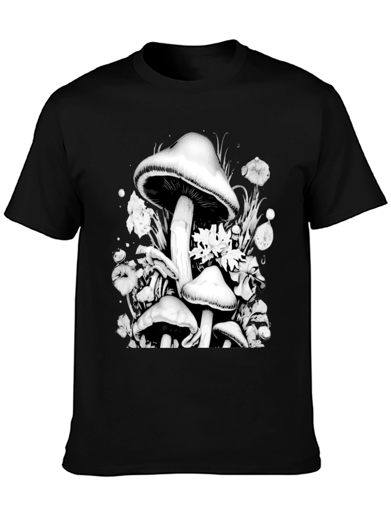 Mushroom Graphic Black T-Shirt