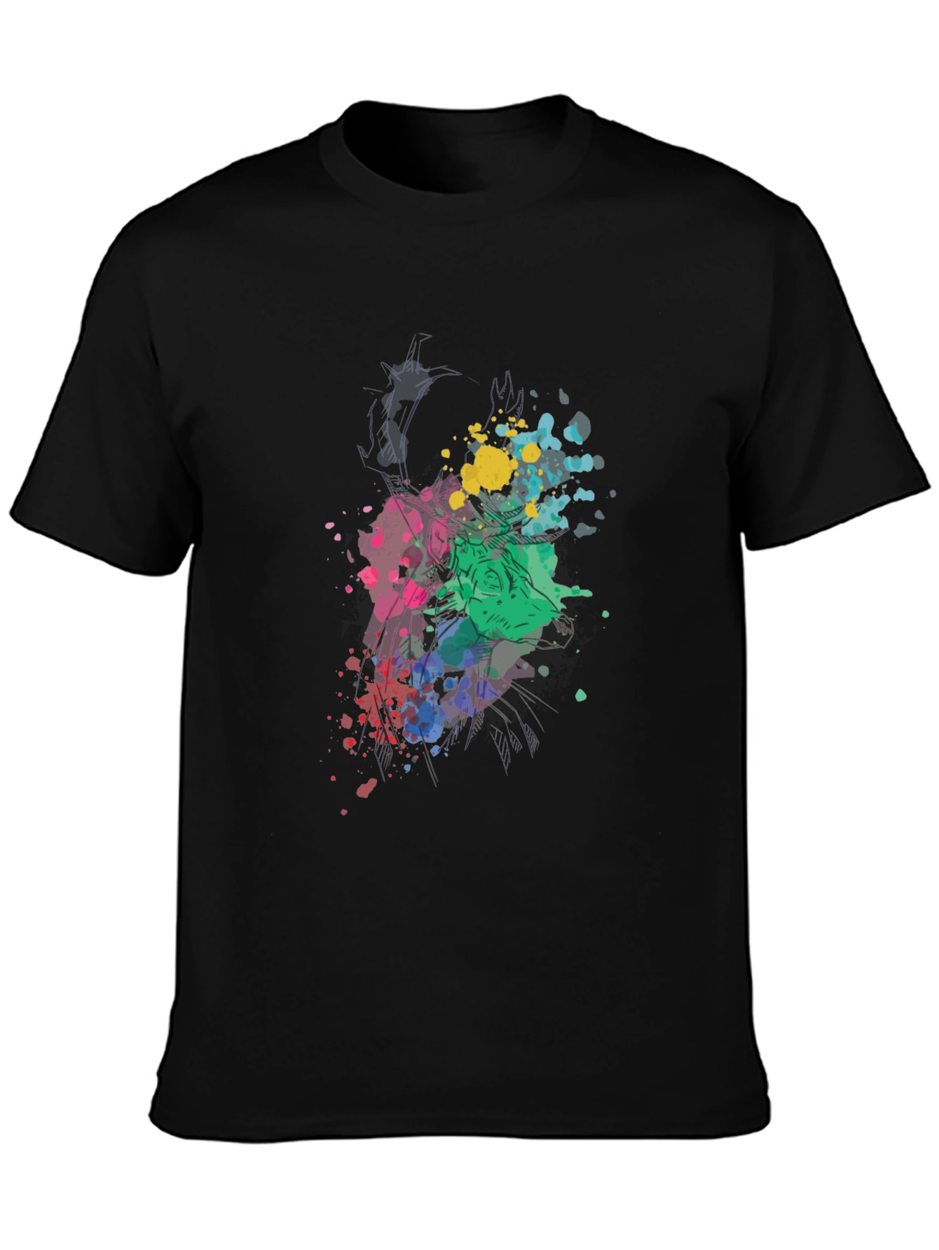 Abstract Splatter Graphic Black T-Shirt