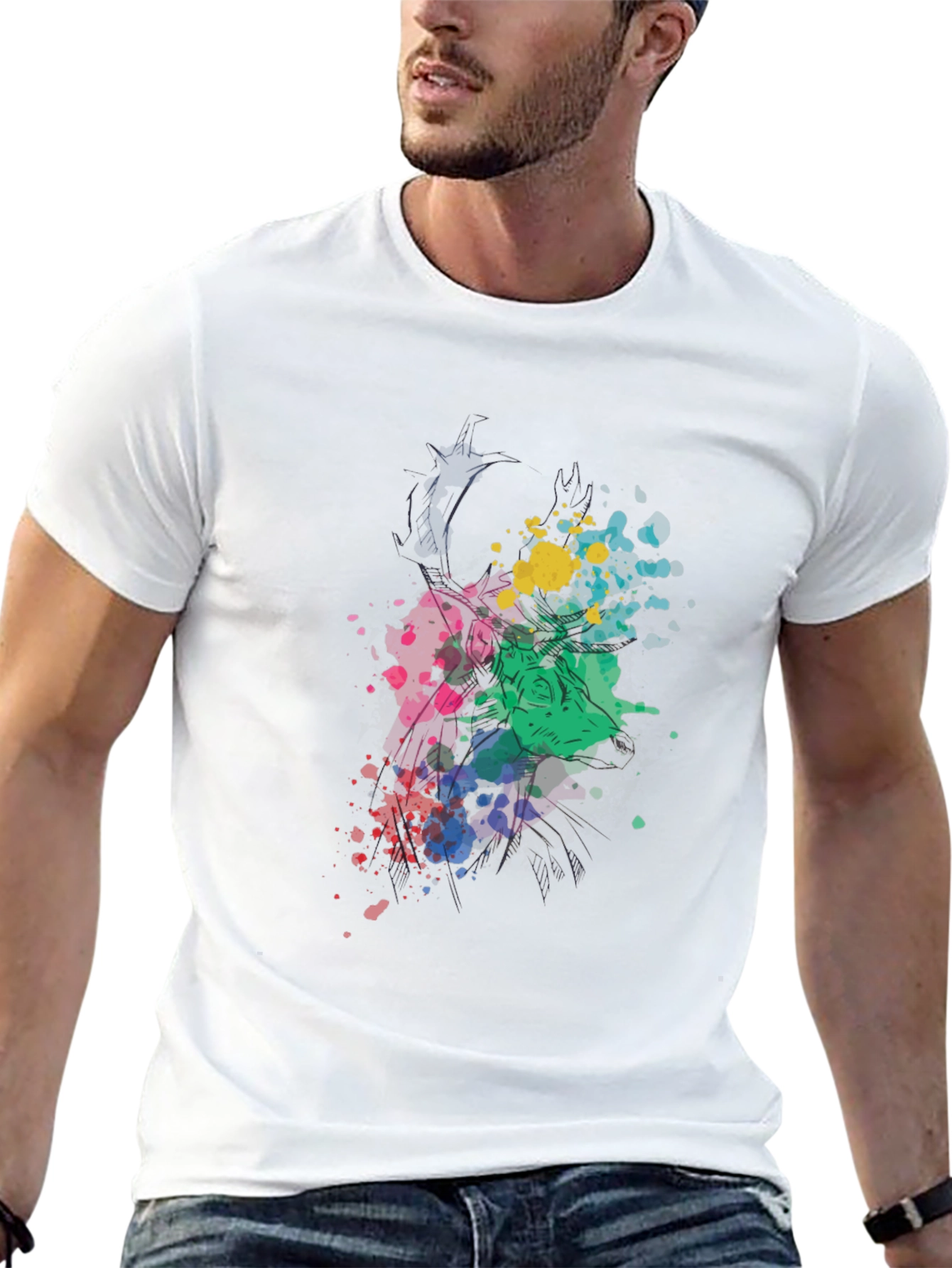 Abstract Splatter Graphic Black T-Shirt