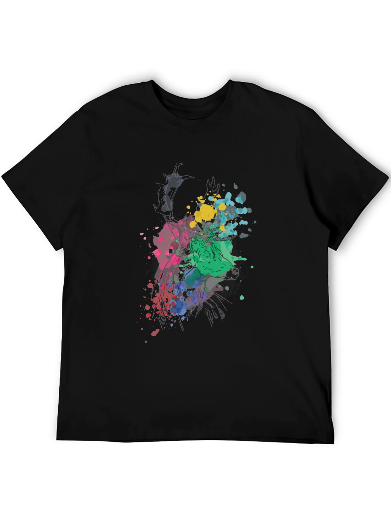 Abstract Splatter Graphic Black T-Shirt