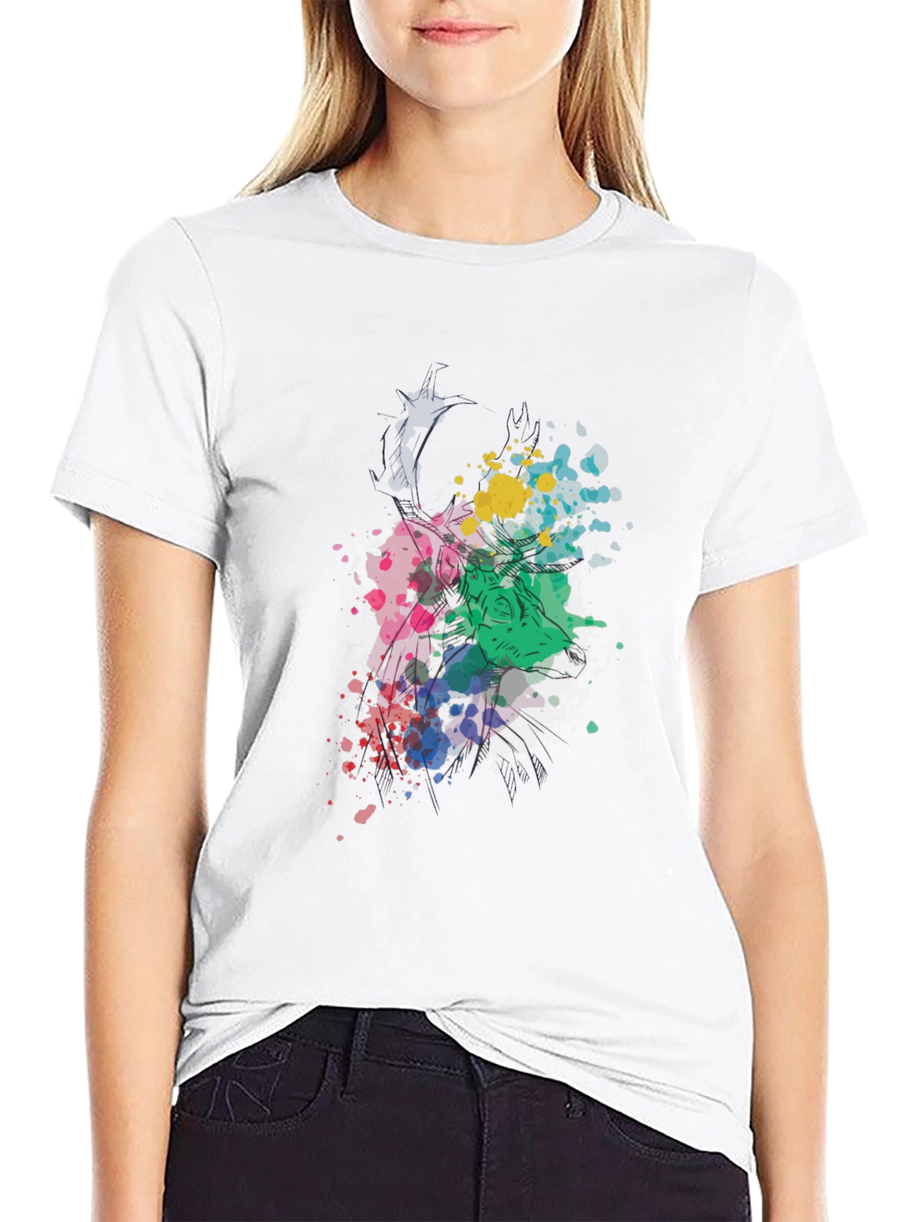 Abstract Splatter Graphic Black T-Shirt