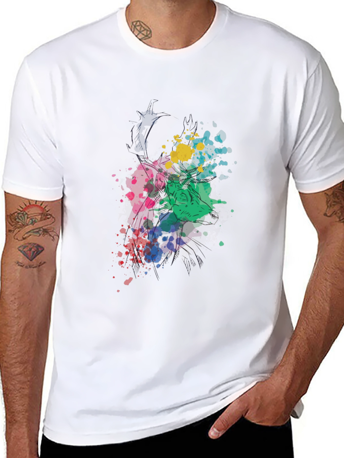 Abstract Splatter Graphic Black T-Shirt