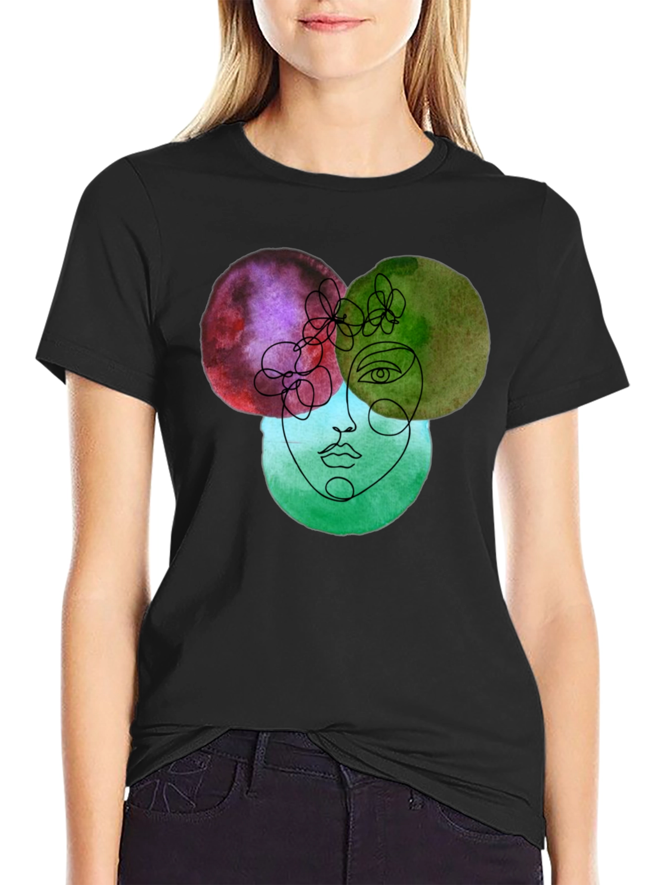 Abstract Face Graphic Tee - Unisex Soft Cotton T-Shirt