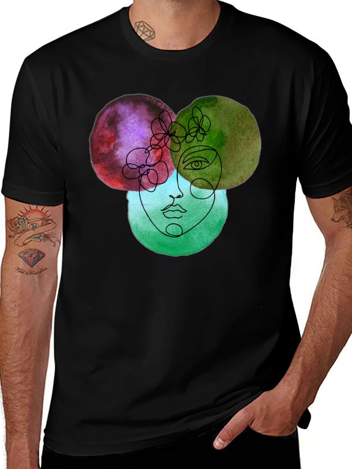 Abstract Face Graphic Tee - Unisex Soft Cotton T-Shirt