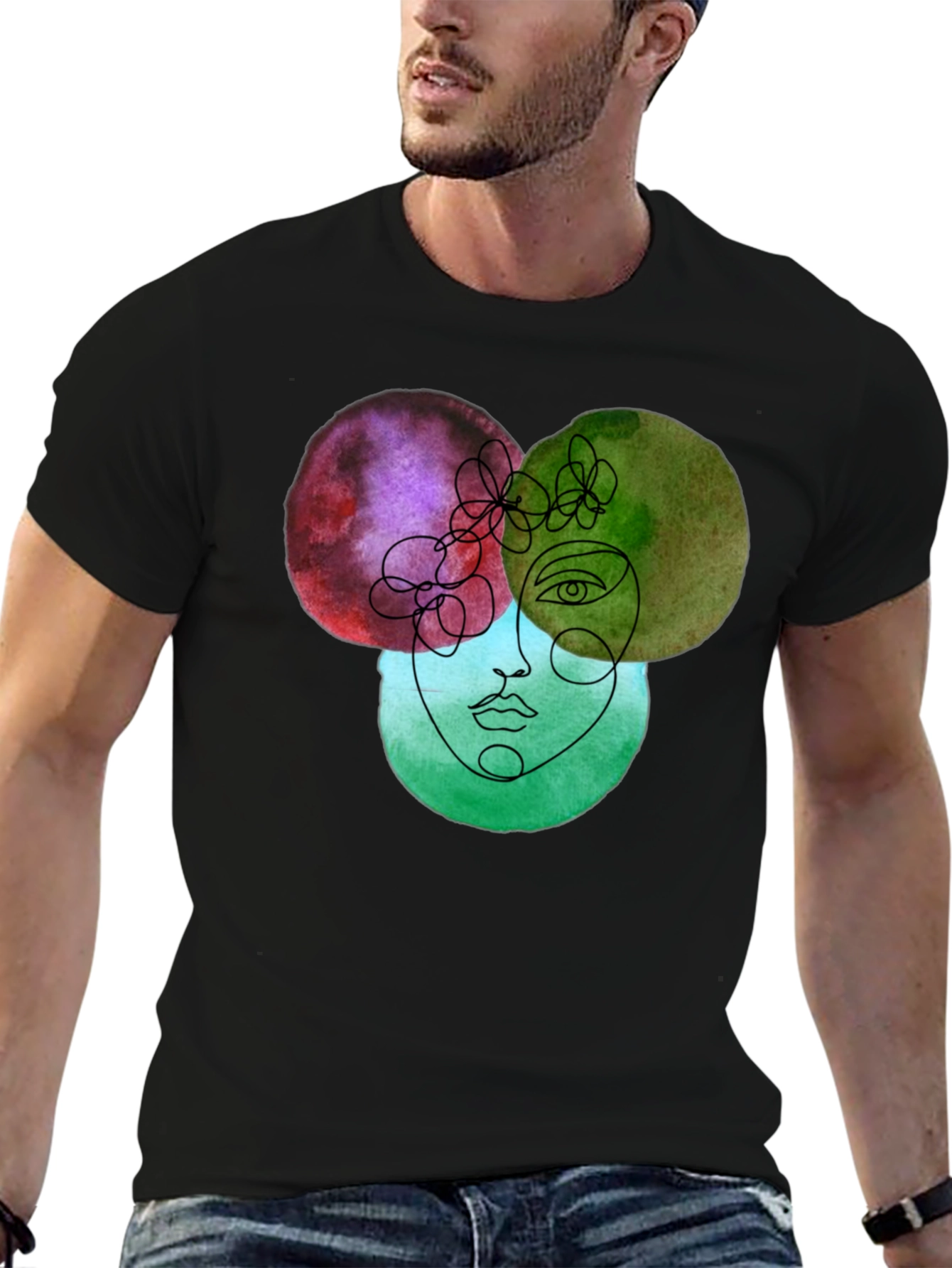 Abstract Face Graphic Tee - Unisex Soft Cotton T-Shirt