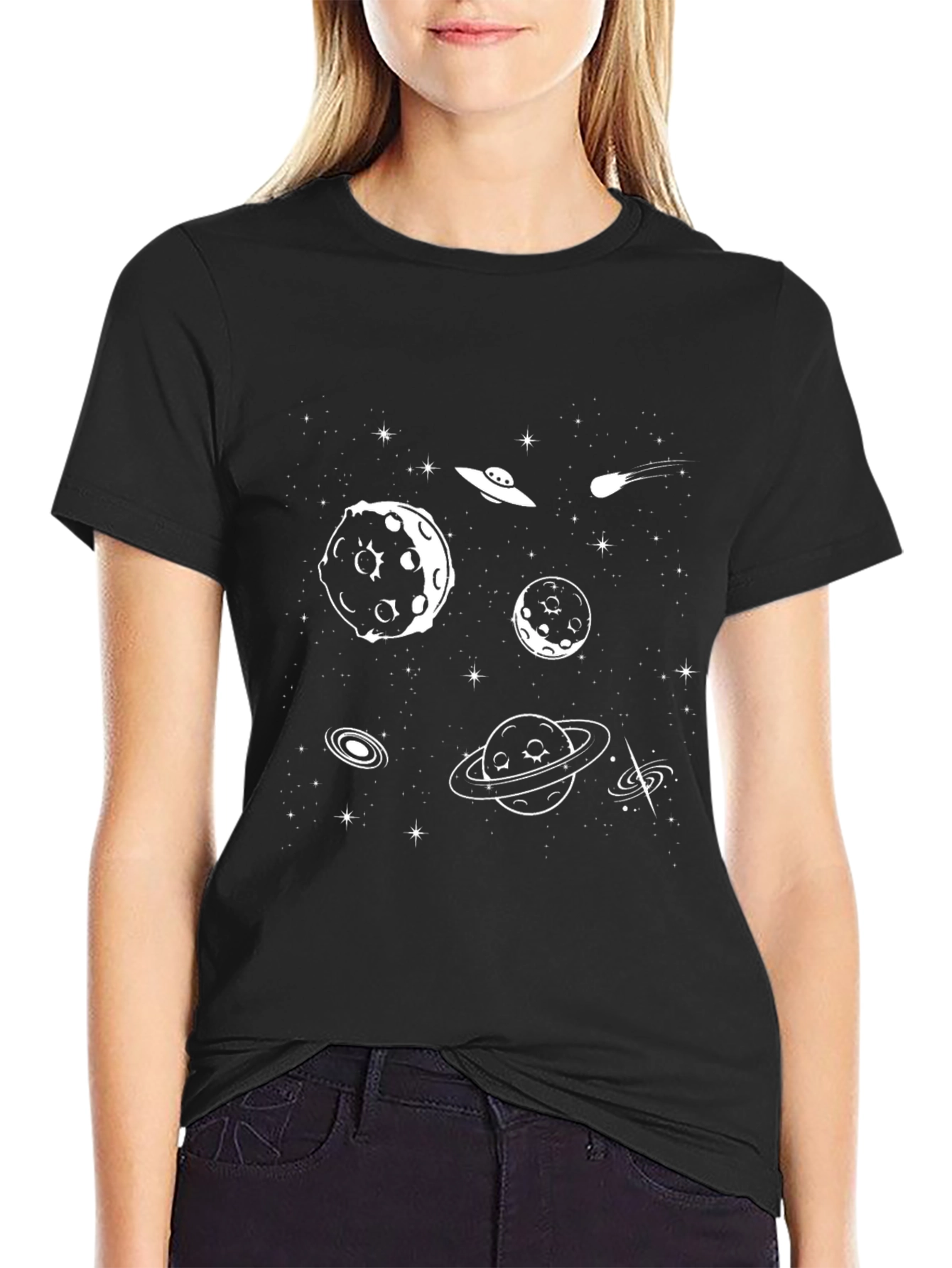 Cosmic Print Tee - Black Graphic T-Shirt