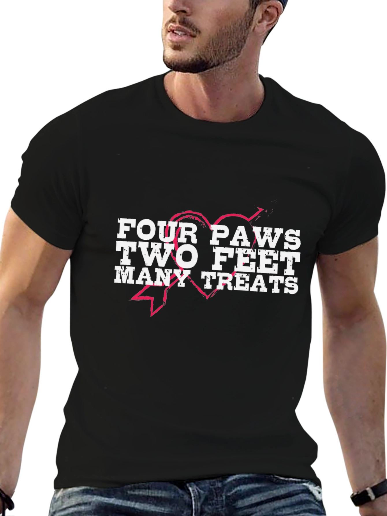 Four Paws Two Feet Many Treats Black T-Shirt