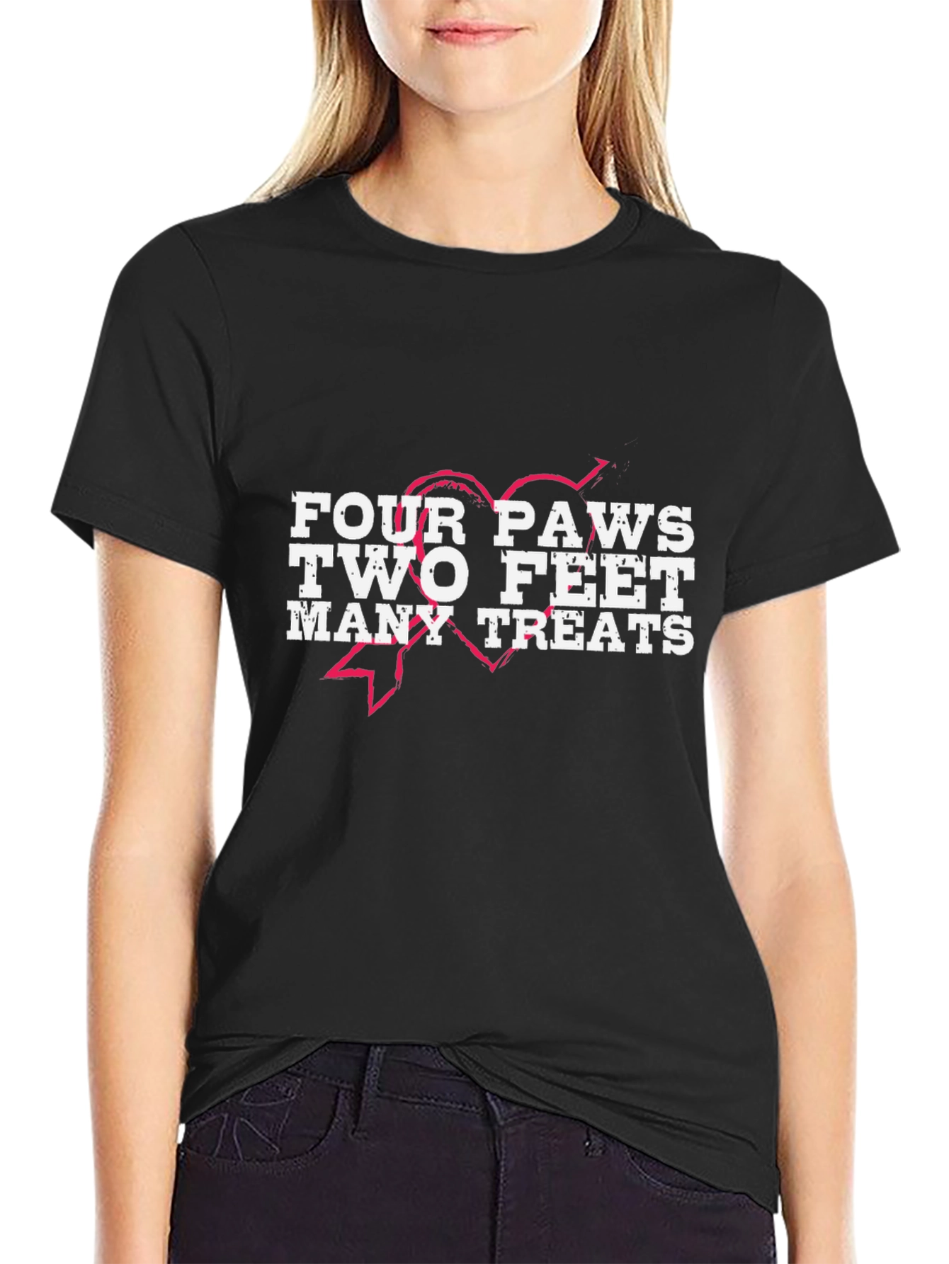 Four Paws Two Feet Many Treats Black T-Shirt