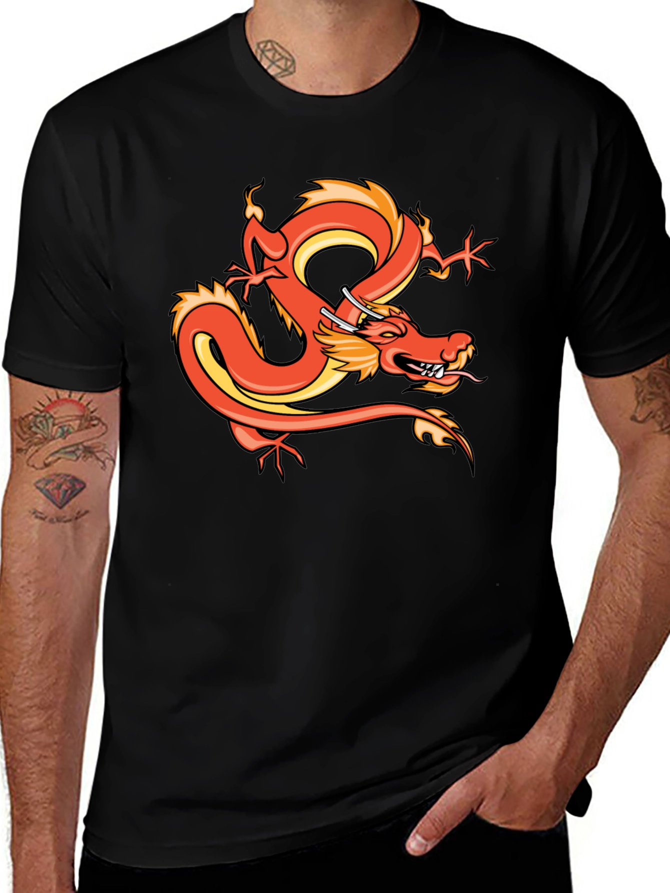 Dragon Graphic T-Shirt - Bold Asian Art Tee