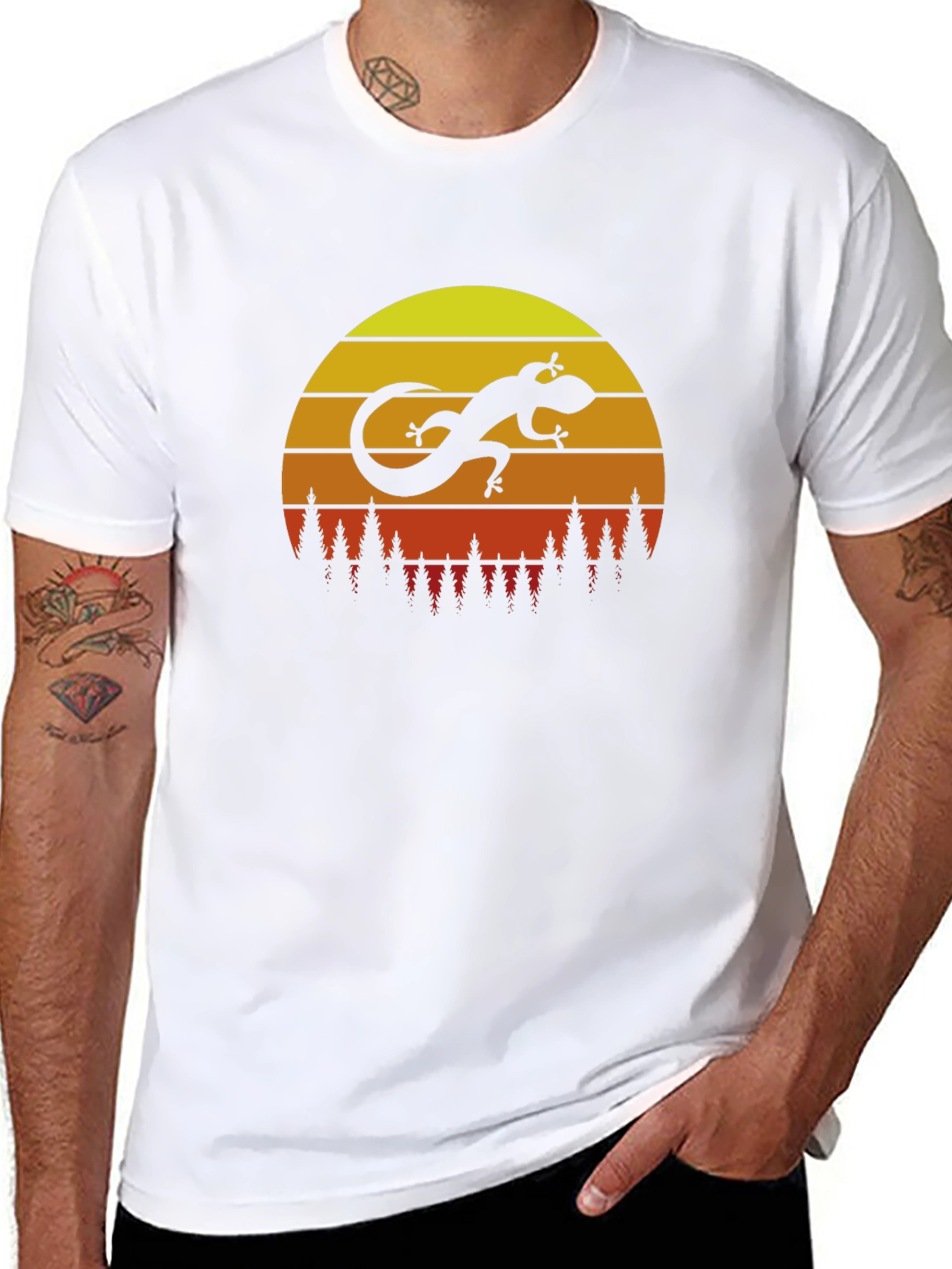 Sunset Lizard Graphic T-Shirt - Trendy Casual Wear