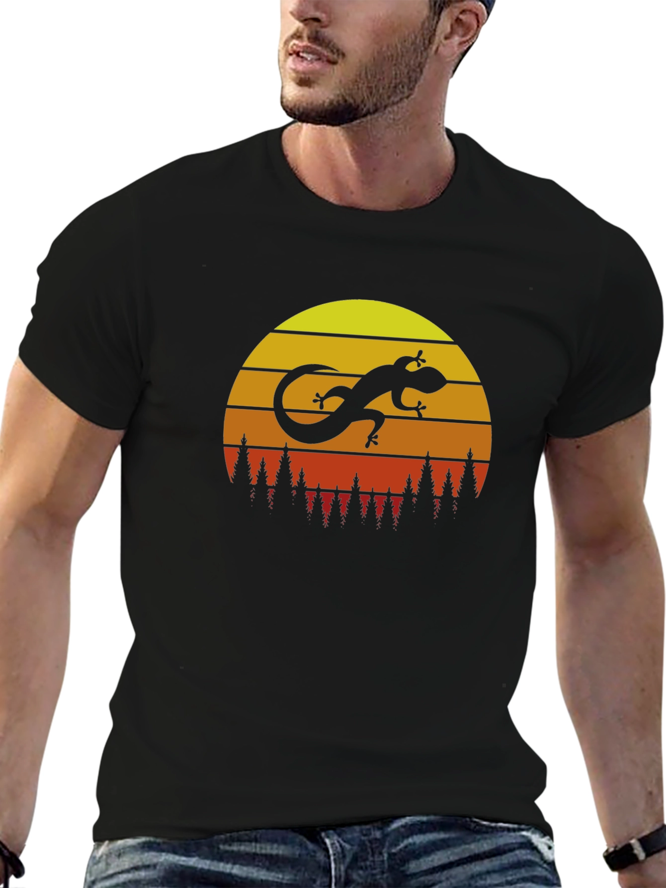 Sunset Lizard Graphic T-Shirt - Trendy Casual Wear