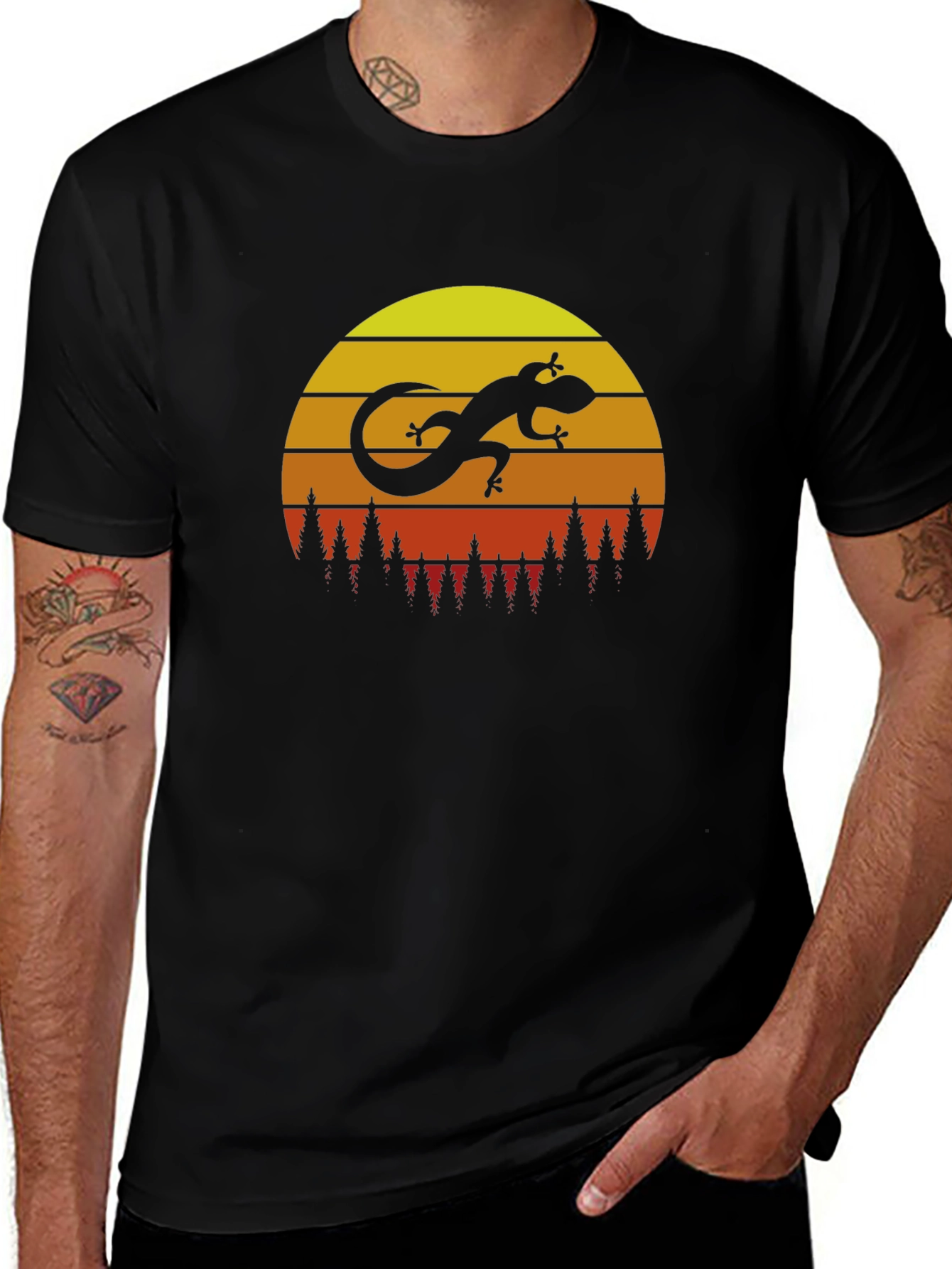 Sunset Lizard Graphic T-Shirt - Trendy Casual Wear