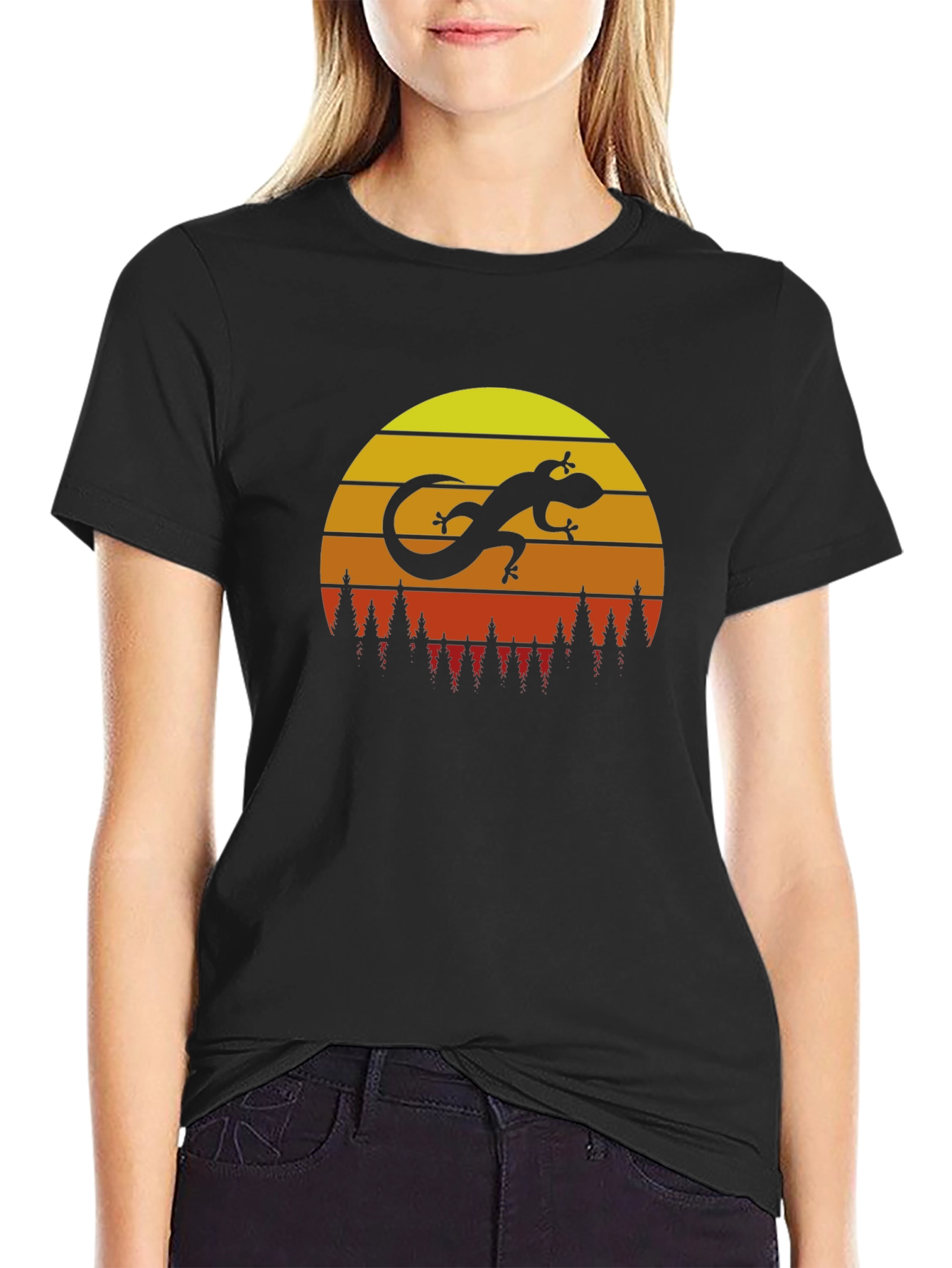 Sunset Lizard Graphic T-Shirt - Trendy Casual Wear