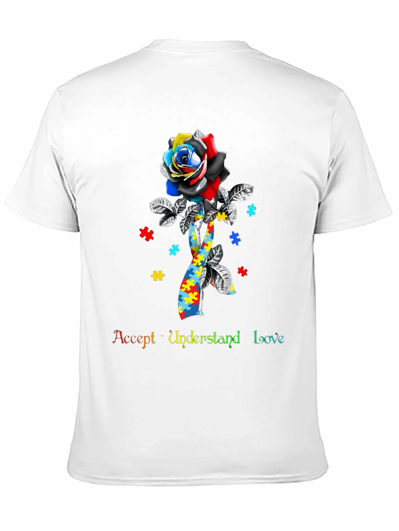 Autism Awareness Rose T-Shirt - Accept Understand Love