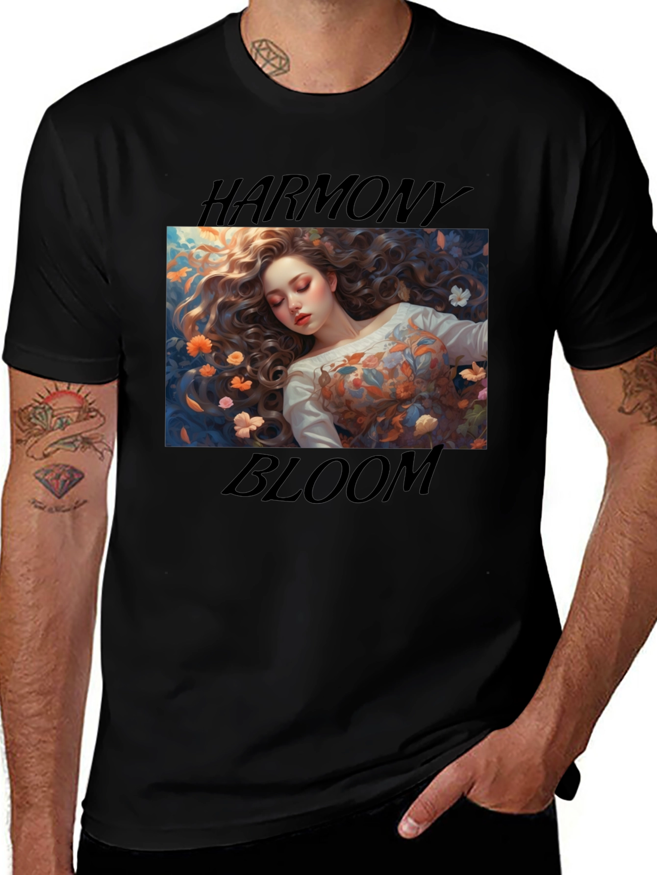 Harmony Bloom Graphic Tee - Black