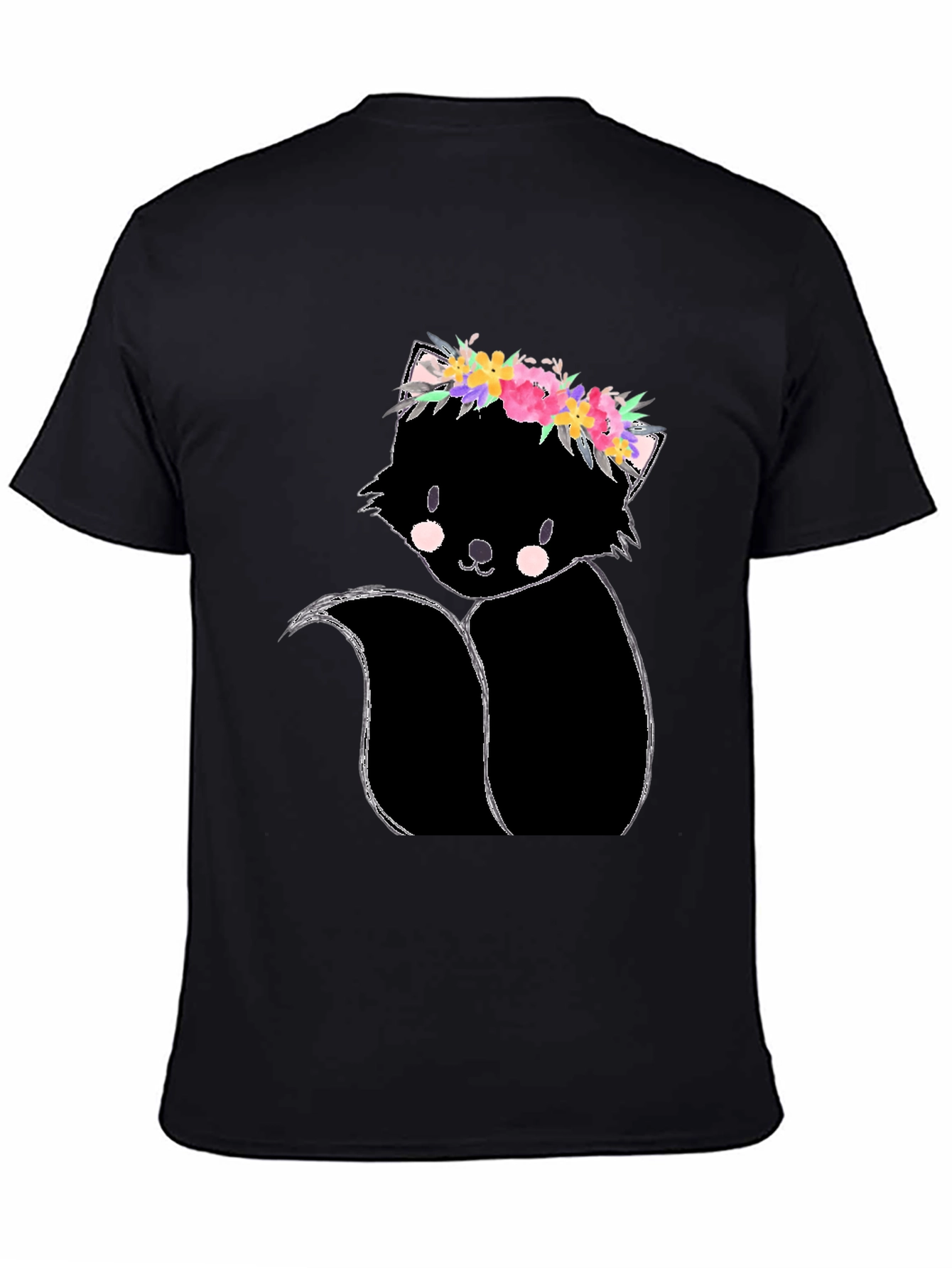 Floral Skunk Graphic Tee - Unisex Black T-Shirt