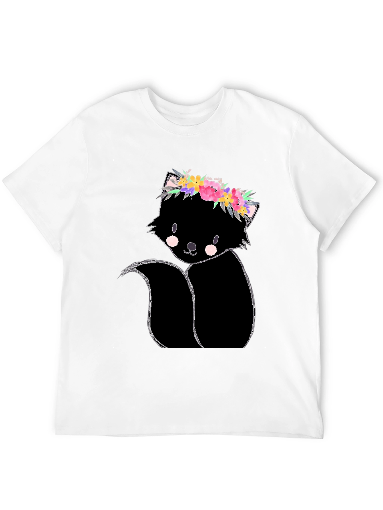 Floral Skunk Graphic Tee - Unisex Black T-Shirt