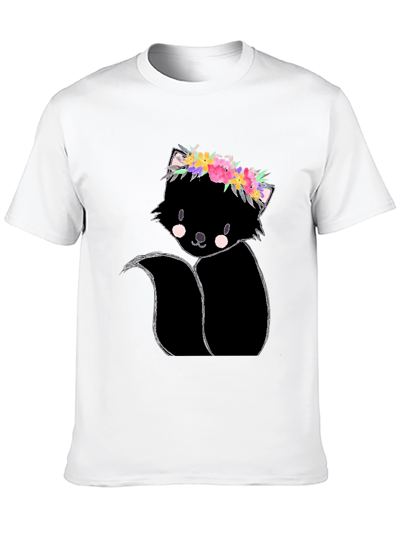 Floral Skunk Graphic Tee - Unisex Black T-Shirt
