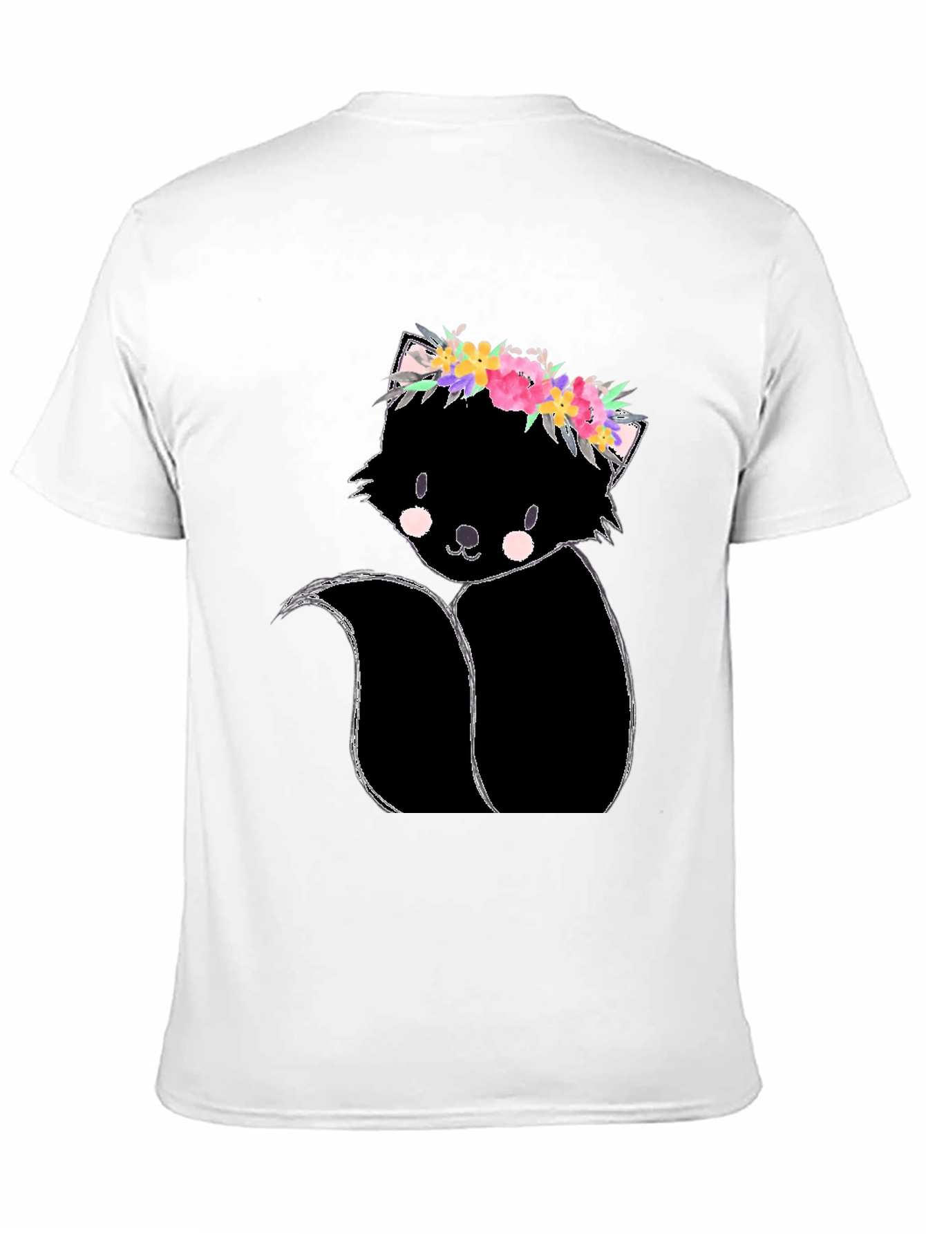Floral Skunk Graphic Tee - Unisex Black T-Shirt