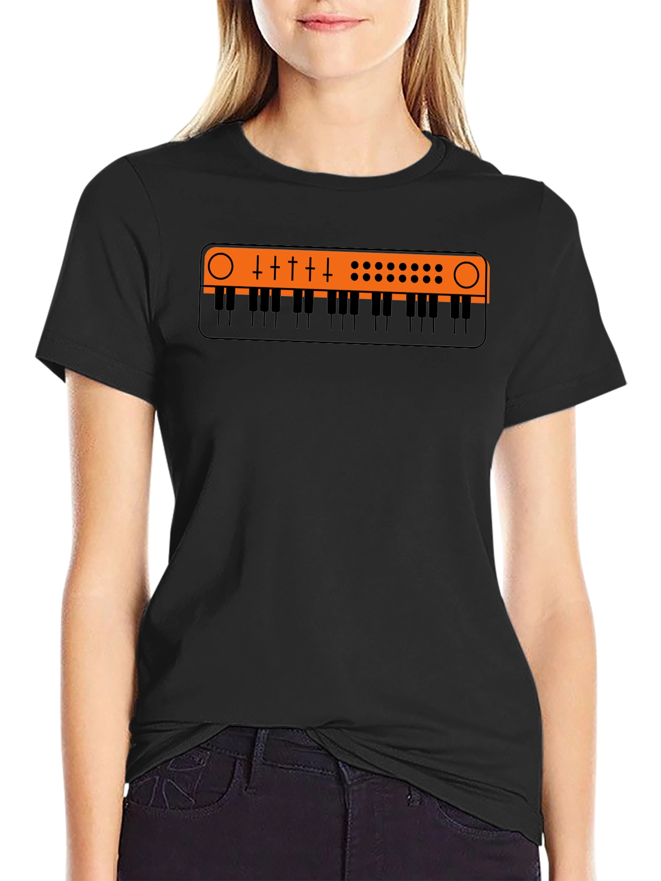 Synth Keyboard Graphic Tee - Retro Music Shirt