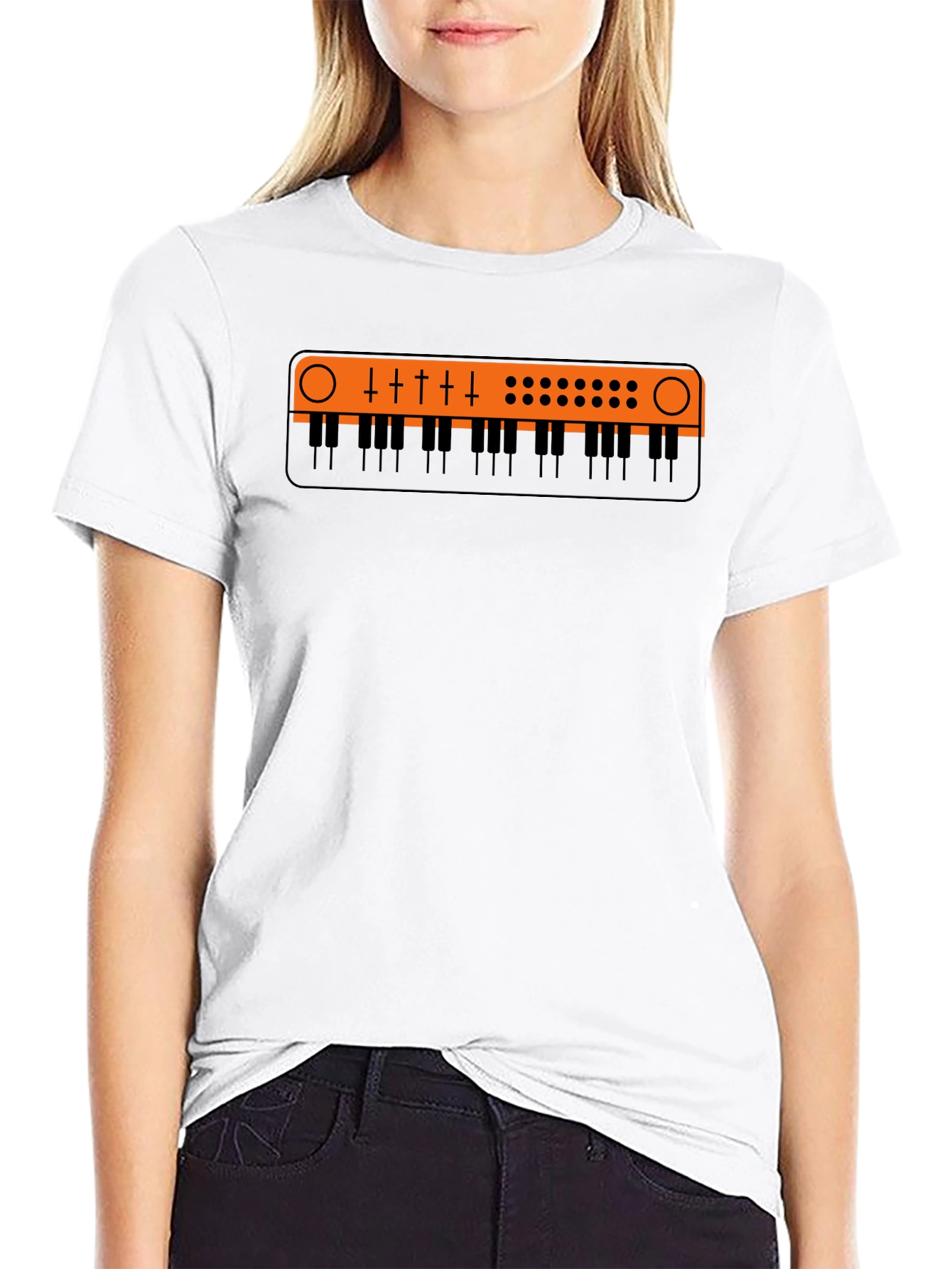 Synth Keyboard Graphic Tee - Retro Music Shirt