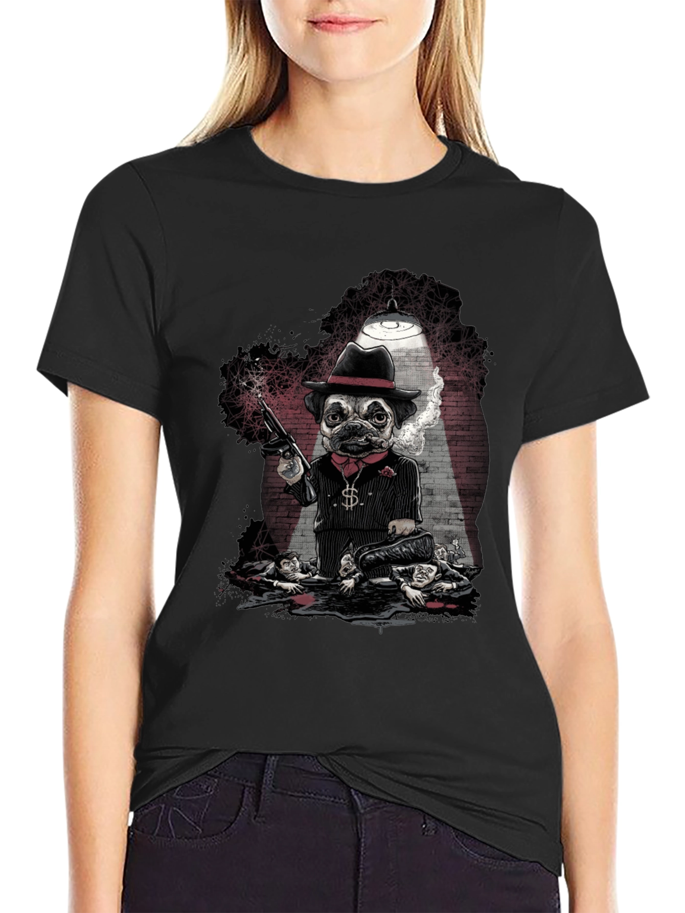 Gangster Pug Graphic T-Shirt