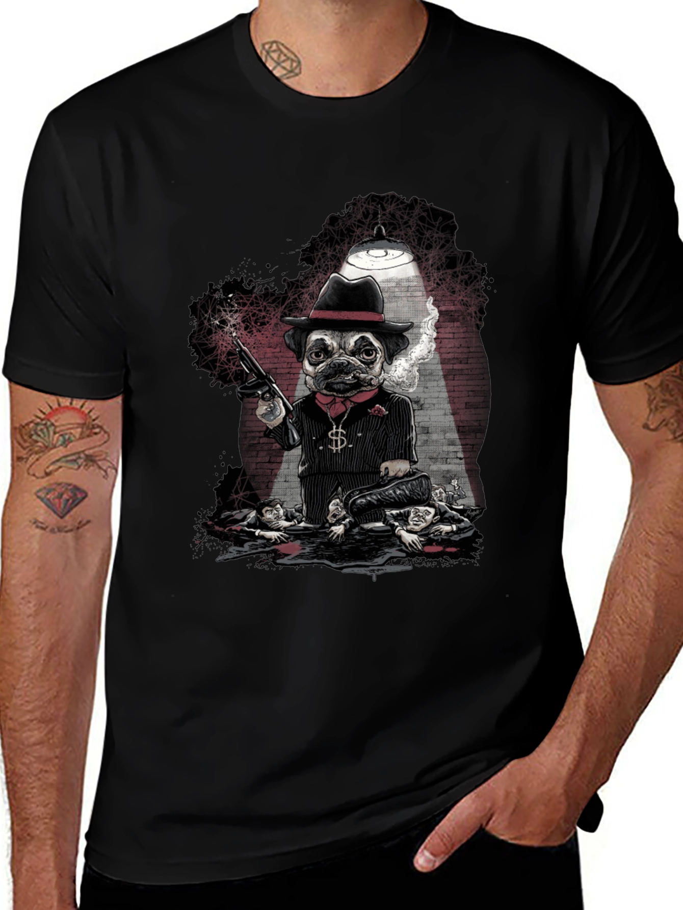 Gangster Pug Graphic T-Shirt