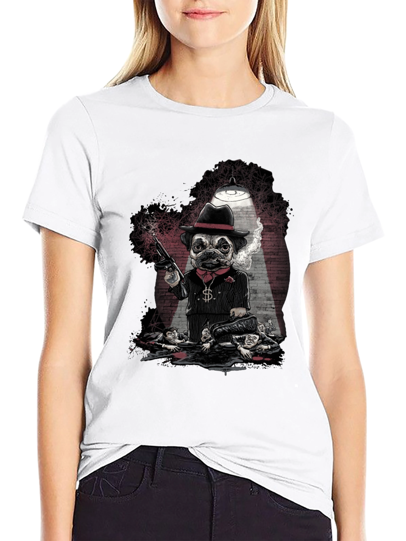 Gangster Pug Graphic T-Shirt