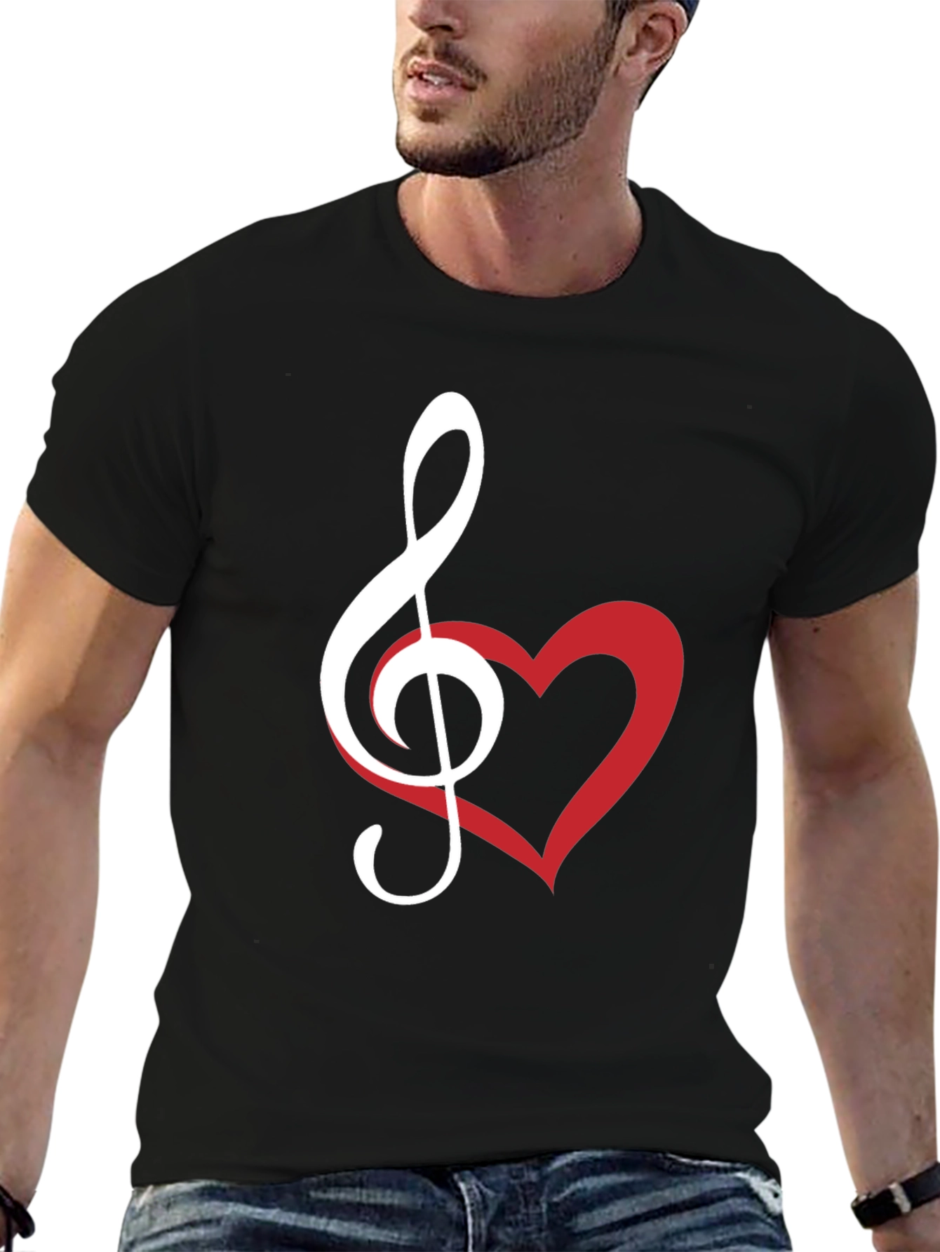 Music Lovers Tee - Treble Clef & Heart Design