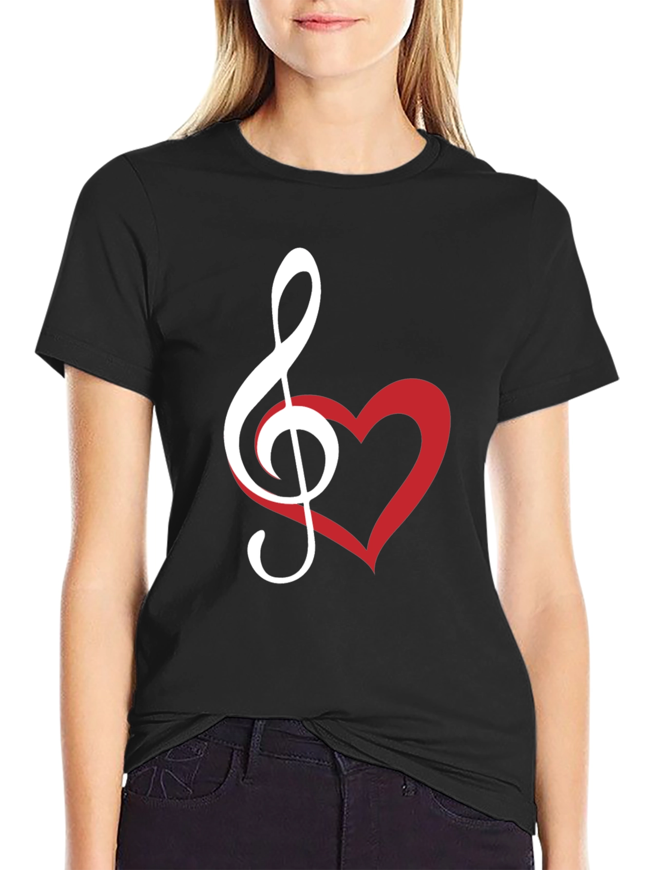 Music Lovers Tee - Treble Clef & Heart Design