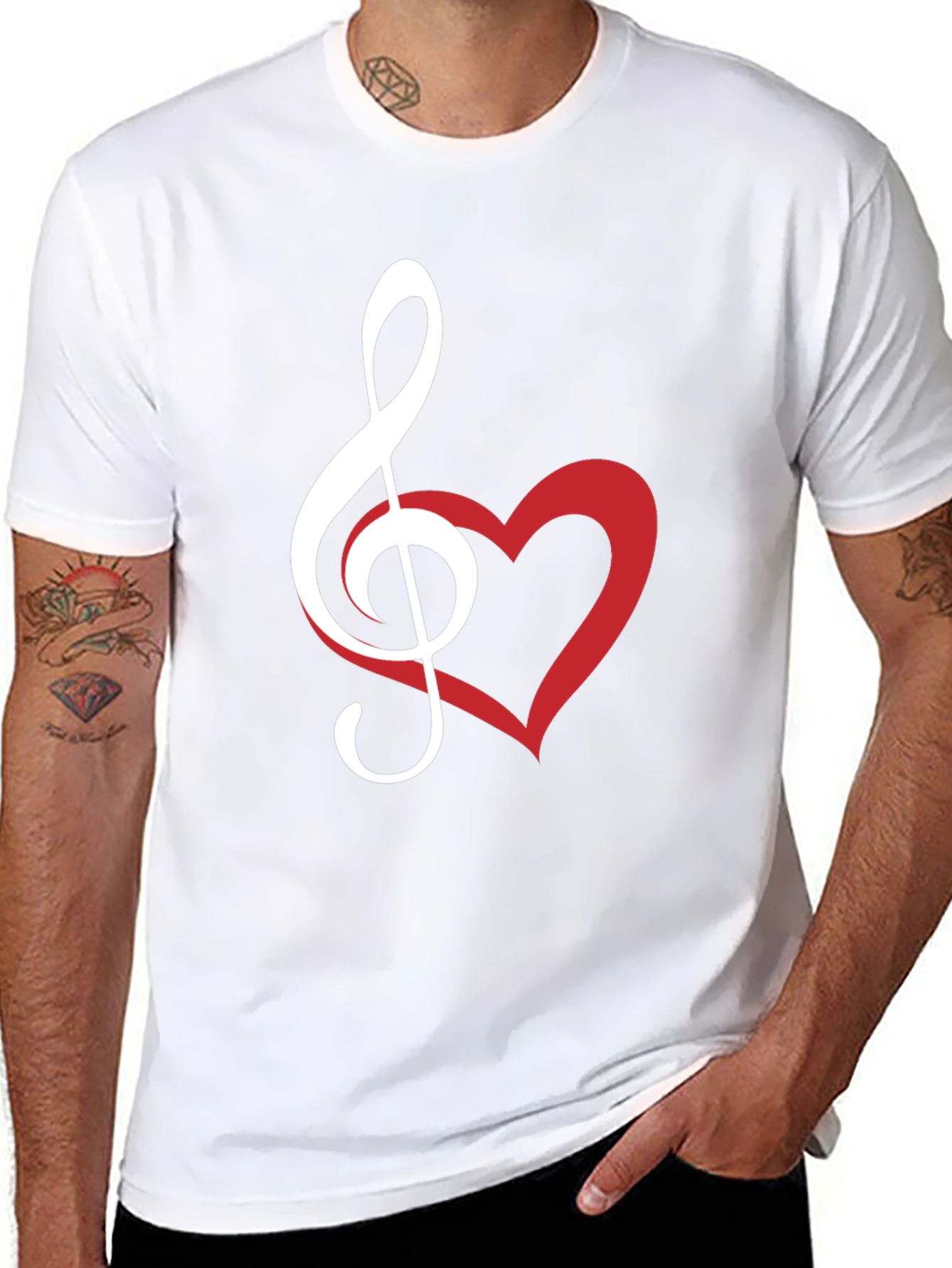 Music Lovers Tee - Treble Clef & Heart Design