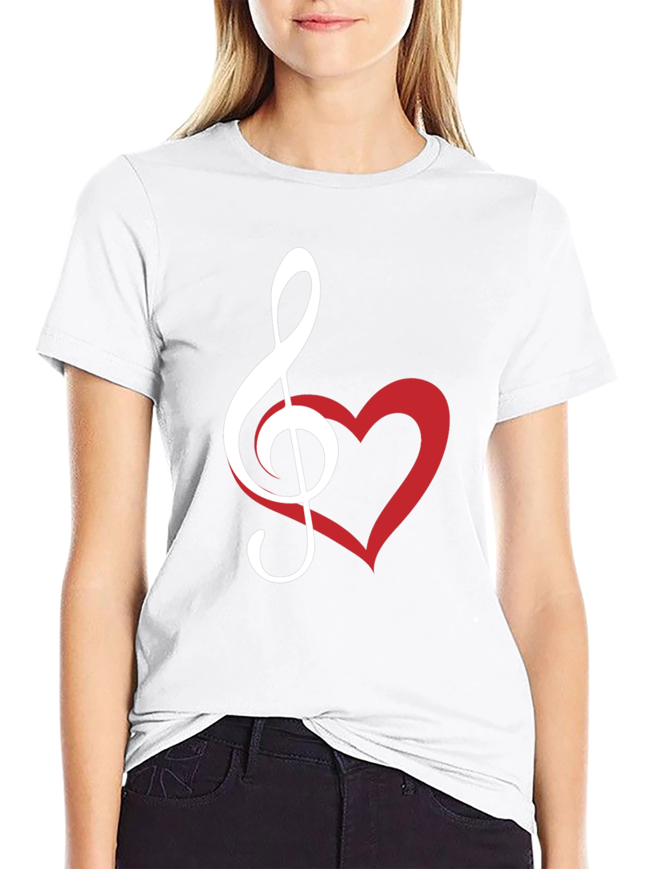 Music Lovers Tee - Treble Clef & Heart Design