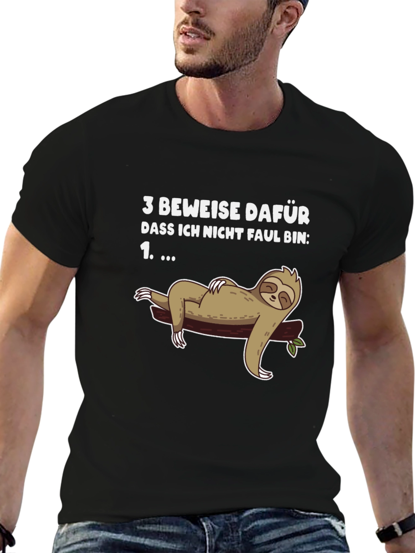 Funny Sloth Lazy Humor Graphic Tee - Black