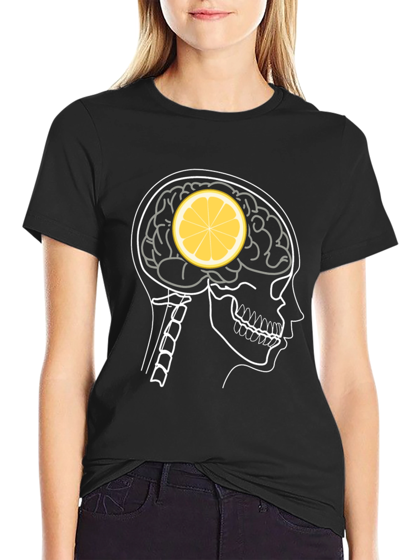 Lemon Brain Black T-Shirt - Quirky Graphic Tee