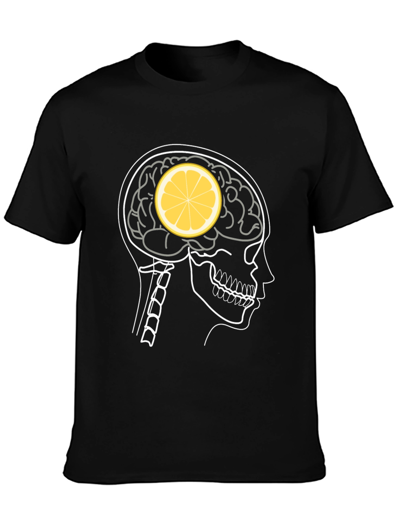 Lemon Brain Black T-Shirt - Quirky Graphic Tee