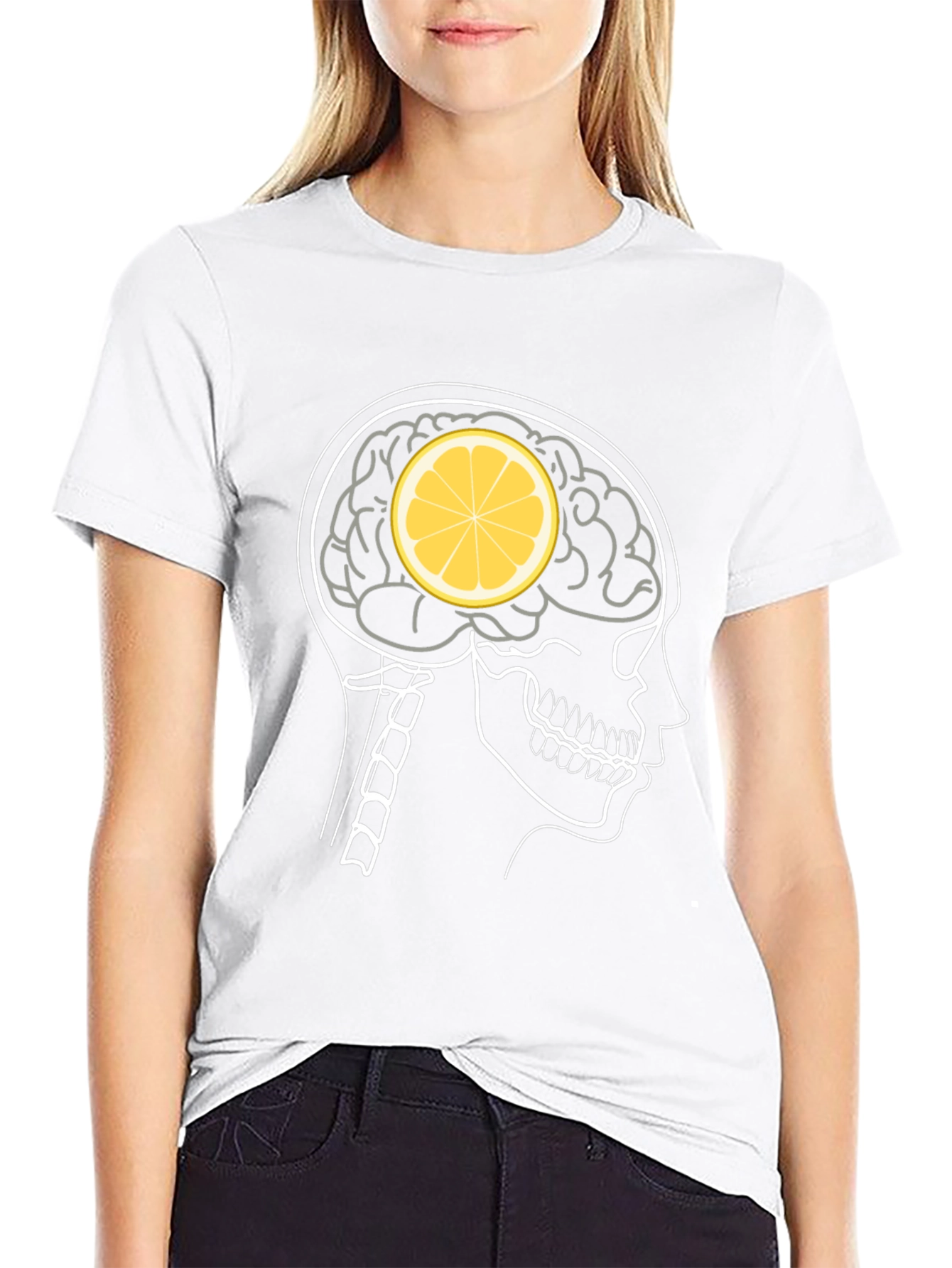 Lemon Brain Black T-Shirt - Quirky Graphic Tee