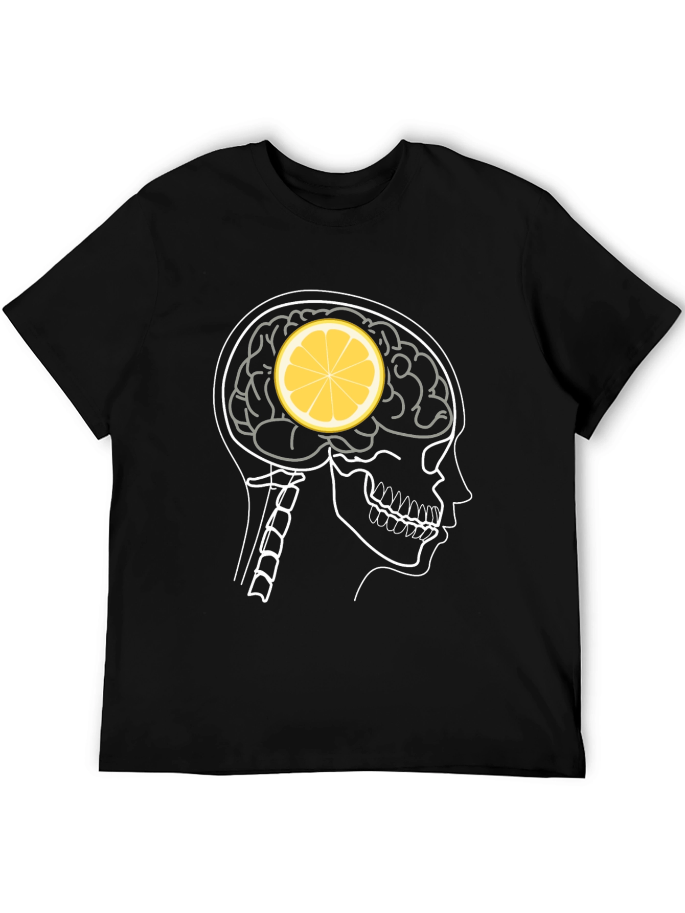 Lemon Brain Black T-Shirt - Quirky Graphic Tee