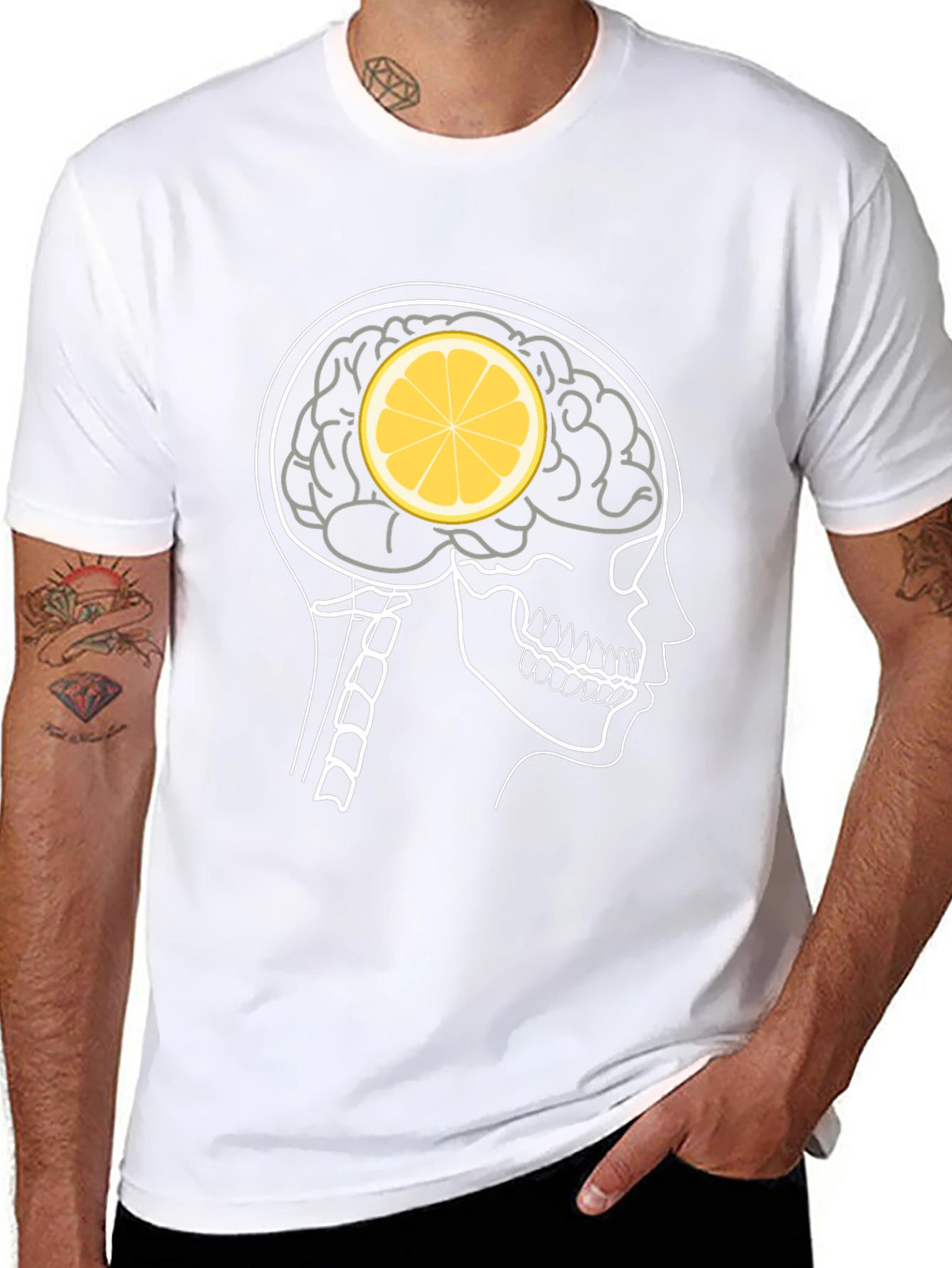 Lemon Brain Black T-Shirt - Quirky Graphic Tee