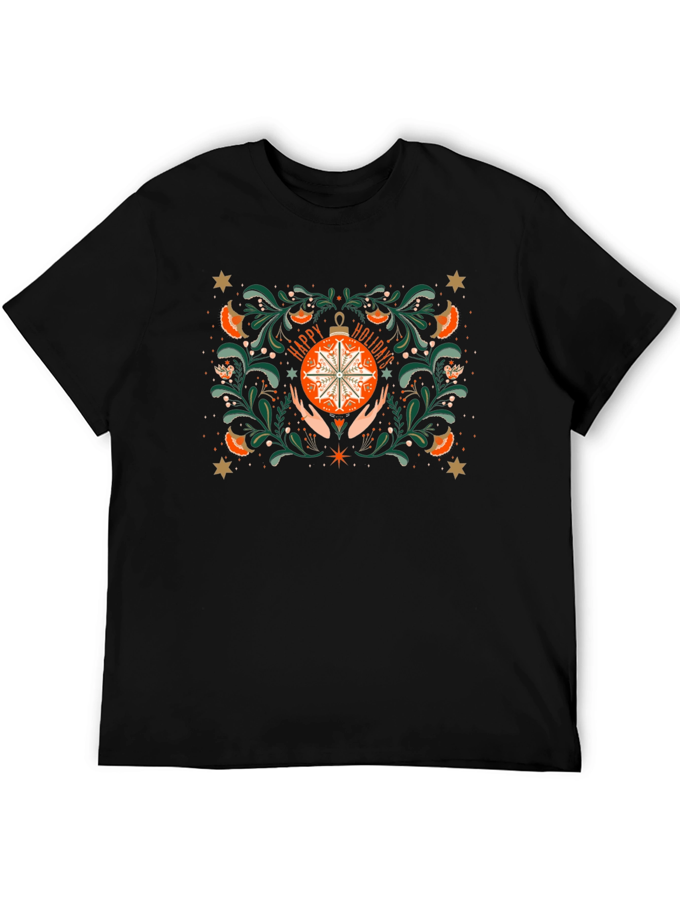 Holiday Ornament Graphic Tee - Festive Winter Style