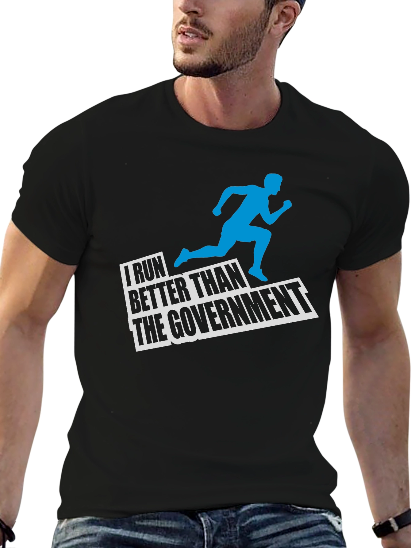 I Run Better Than The Government Black T-Shirt